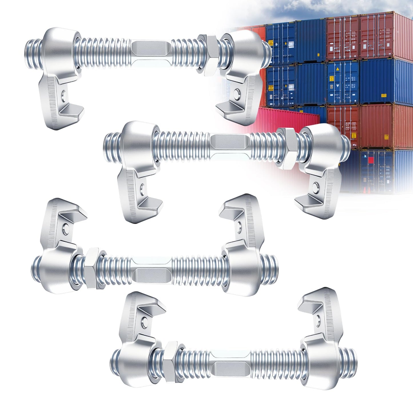 LAJIAOZ SEA RAIL Shipping Container Bridge Fittings Clamp 260mm–Heavy Duty Twist Lock Connector, Shipping Container Accessories for Securing Containers Side-by-Side on Barge or Ground, 3.7 Ton WLL(4P)