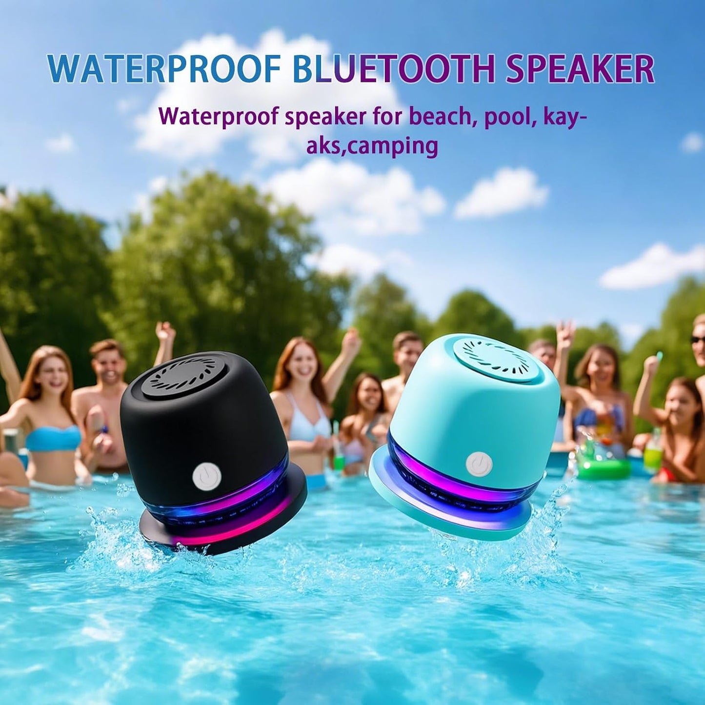 aipidmaga IPX67 6 Waterproof Shower Bluetooth Speaker,Magnetic Speakers,Wireless Induction Bluetooth Speaker with RGB