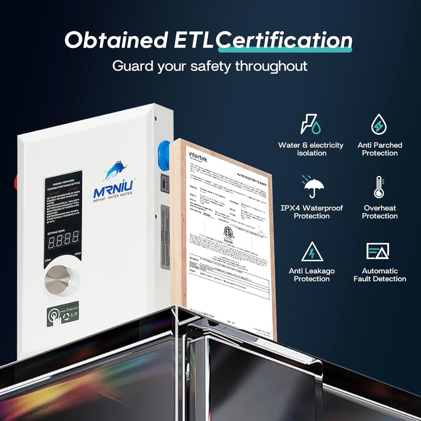24Kw 240V Electric Tankless Water Heater, LED Temperature Display, On-Demand Instant Hot Water, Space-Saving Design for Whole House Shower – Endless Hot Water Supply for Residential Use