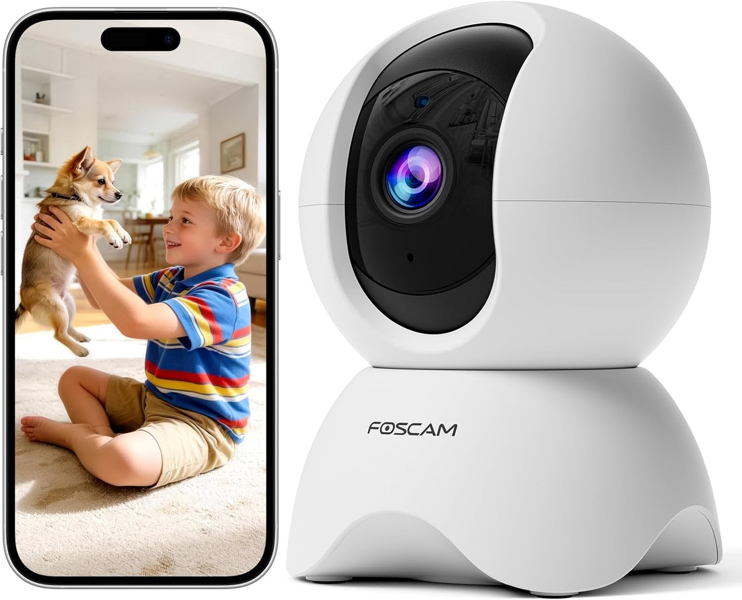 FOSCAM 3K 360 5MP 2-Way 2.4GHz (R5 Security Camera Indoor, PTZ Baby & Pet Monitoring for Home Security, Night Vision