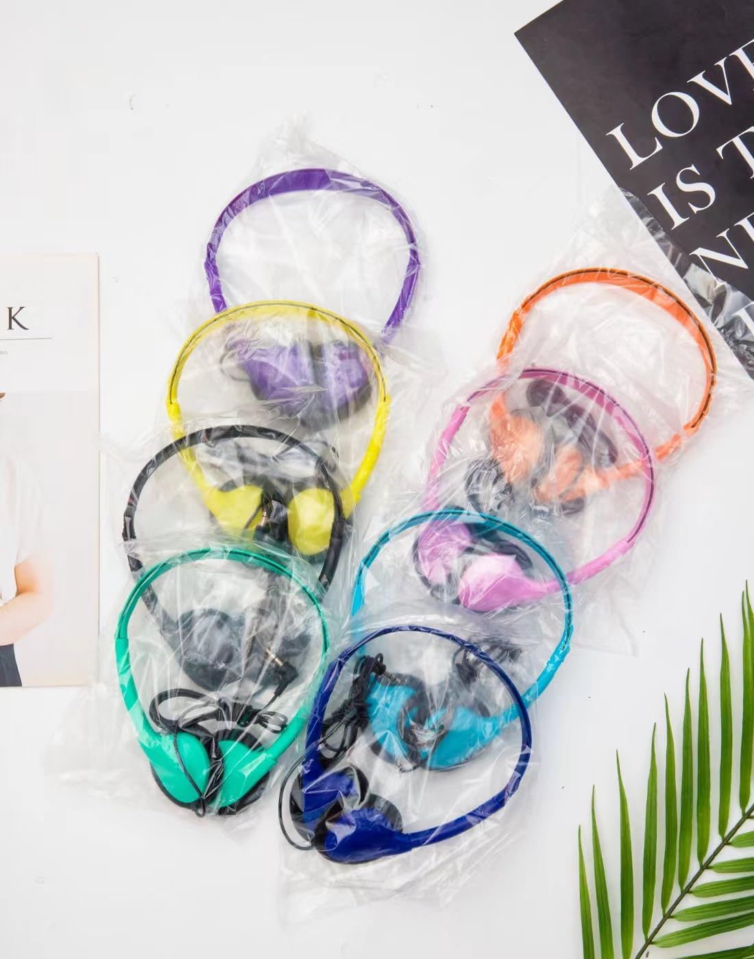 16 Pack Headsets Set 8 Headphones Bulk for Classrooms School Student Wired On-Ear Class Earphones Colors Individually