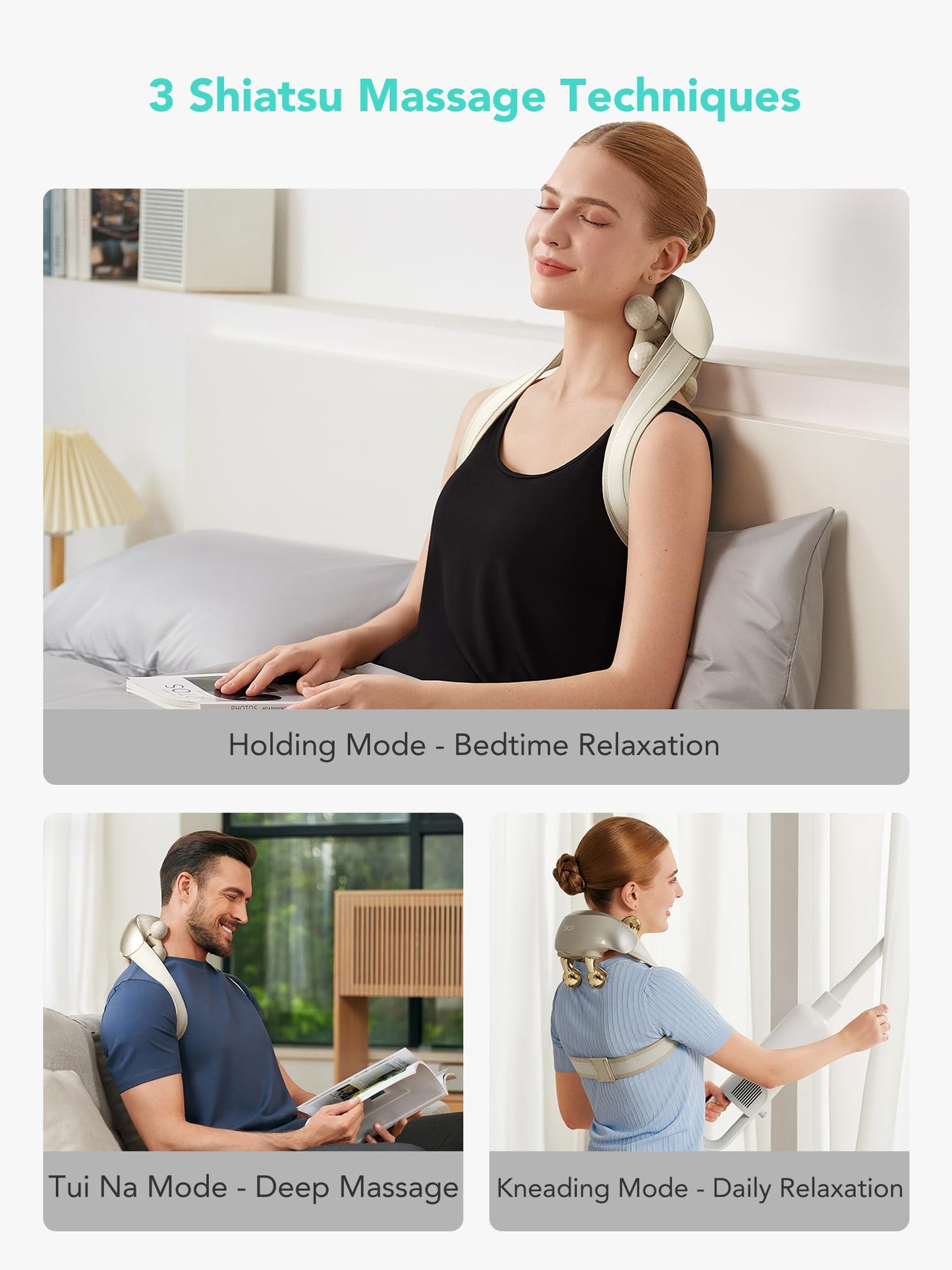 SKG H7 Ultra Neck Massager for Pain Relief Deep Tissue Cordless, Fathers Day Dad Gifts, Shiatsu Shoulder Massager with Heat and Kneading, Massage Tools for Neck Relaxation, FSA Eligible HSA Items