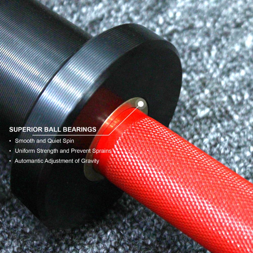 NP Pair of 16" Olympic Dumbbell Handles, Loadable Dumbbell Bars in Commercial Grade for 2-inch Olympic Weight Plates Great for Home Gym Strength Training, Weight Barbells with 2 Pair of Spring Collars, Red