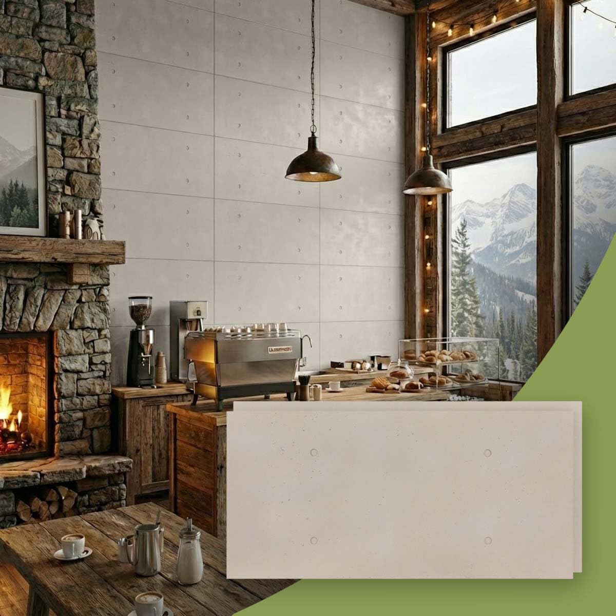 EverStone Modern Smooth Faux Concrete Panel, 48 1/4"W x 24 1/8"H x 7/8"D, Drift Clay
