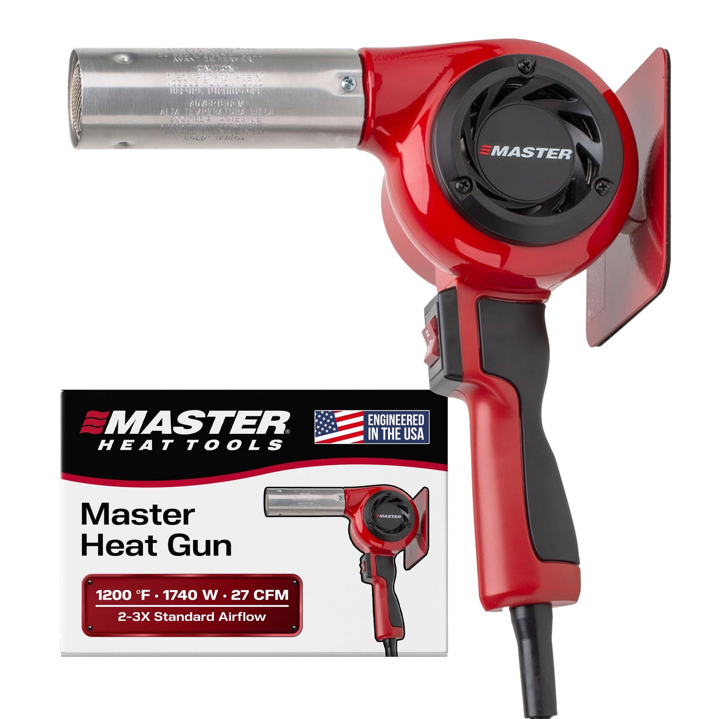 Master Appliance HG-501D Industrial Heat Gun, High Airflow, Quick Change Plug-In Heating Element, 1200F, 120V, 1740W, 14.5 Amps, Engineered In USA