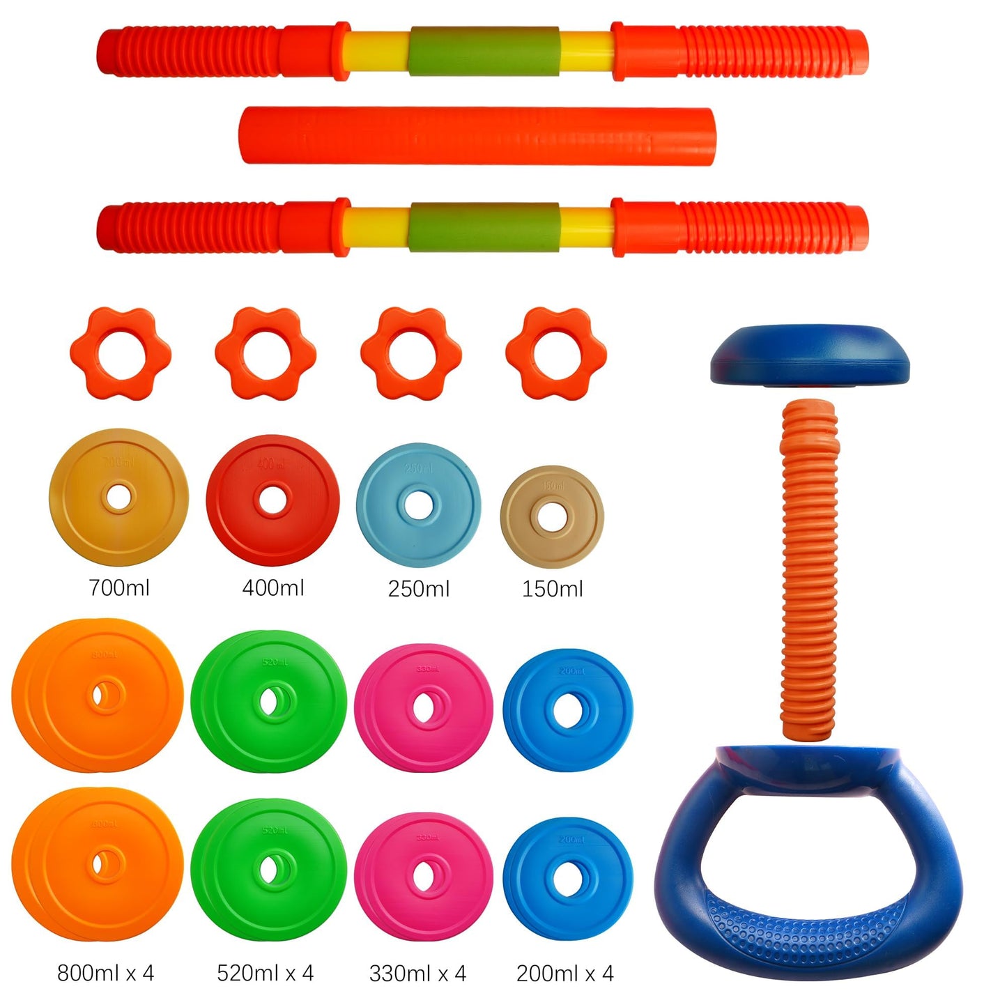 Sepco Kids Weight Set Adjustable Toddler Workout Toy Equipment Barbell Dumbbell Kettlebell for Pretend Play Exercise & Fitness Toy