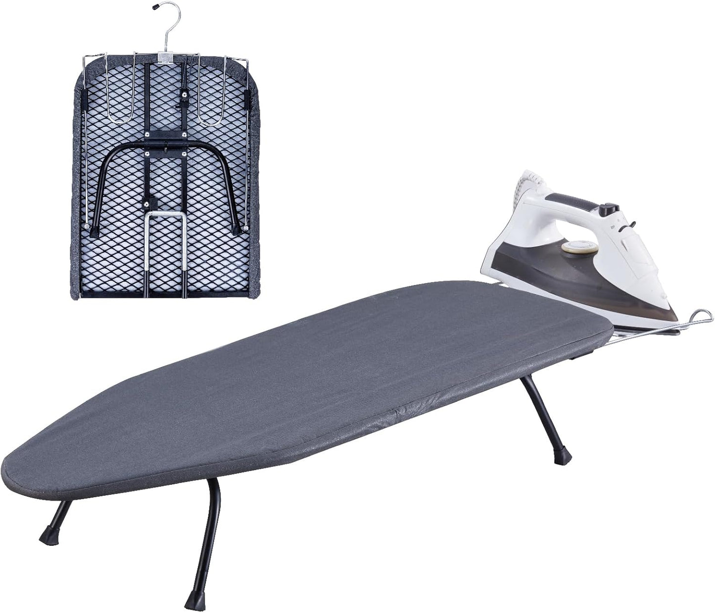 Skiennix Foldable Ironing Board - Portable Mini Design with Heat-Resistant Cover | 31"x12", Black