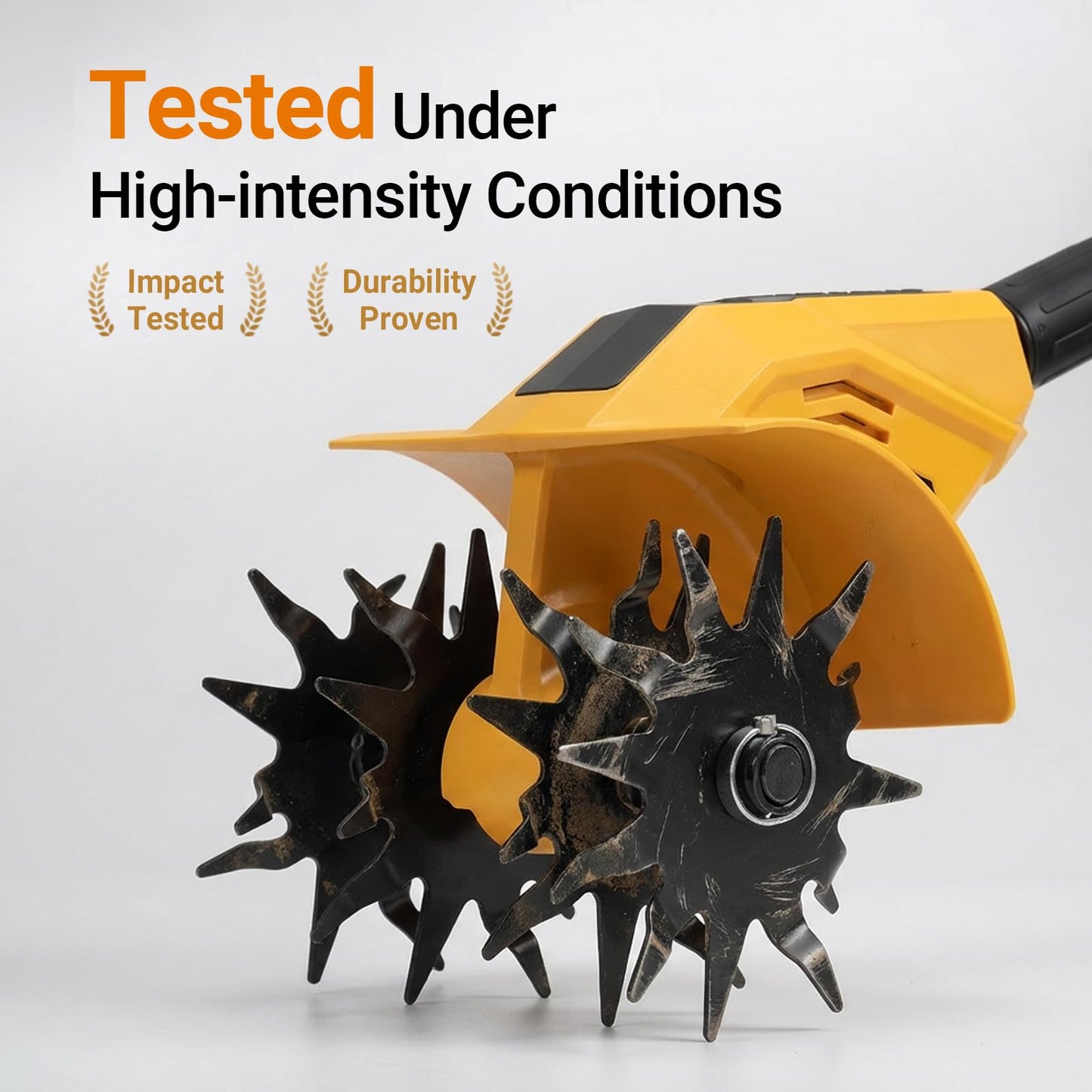 Brushless Tiller Cultivator Compatible with Dewalt 20V Battery(Tool Only), 8.9In Tilling Width and 7.1In Depth Cordless Electric Garden Tiller, Battery Powered Rototiller for Lawn/Gardening