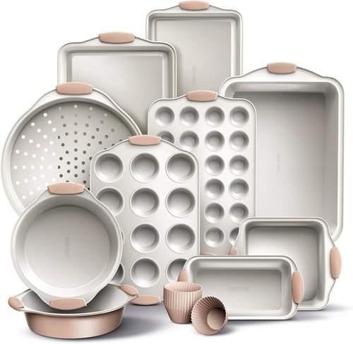 Country Kitchen Nonstick Bakeware Set - Durable 22-Piece Baking Set with Silicone Muffin Cups