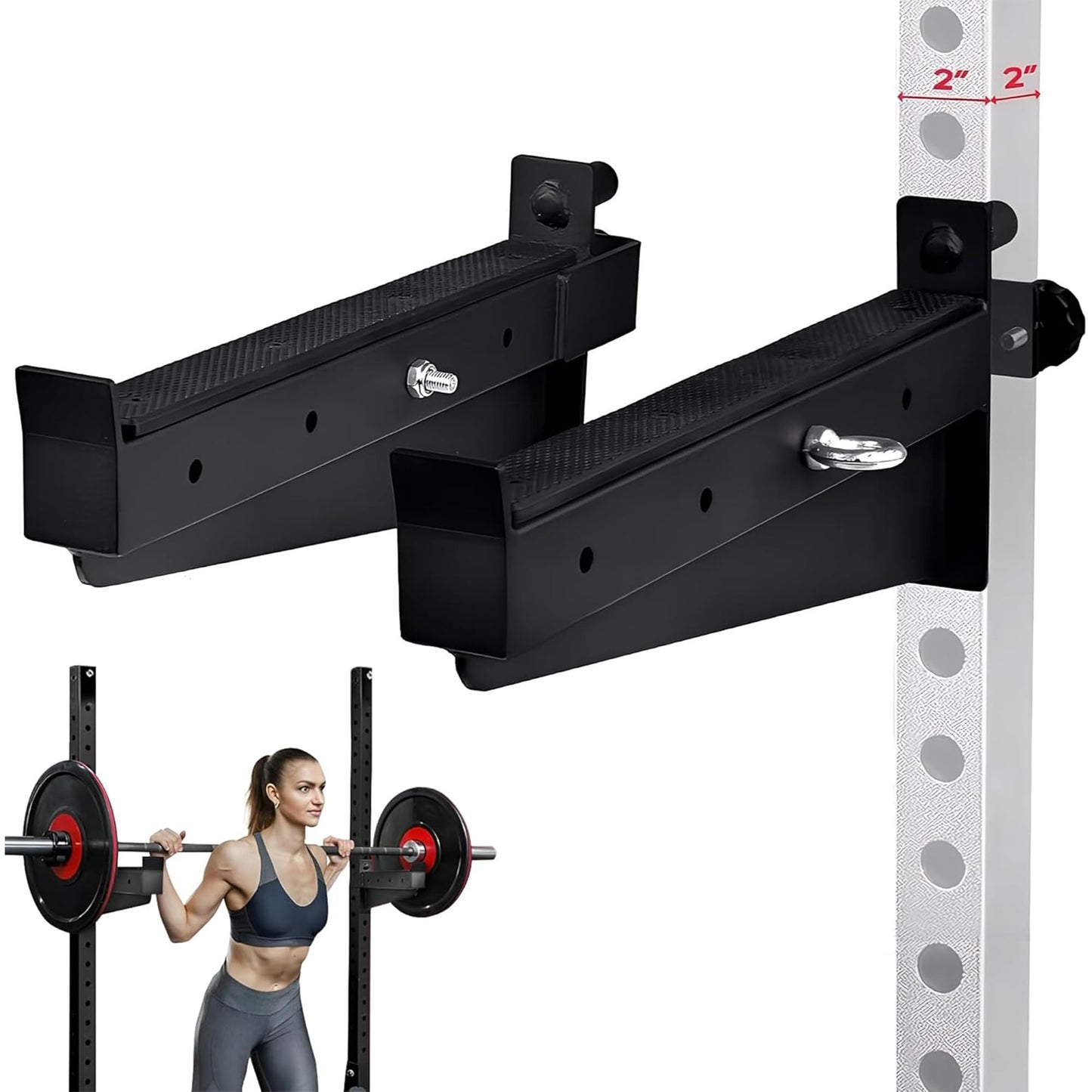 Yes4All Premium Barbell Safety Catches/Spotter Arms 2x2 - Adjustable Height Heavy-Duty Safety Spotter Arms with 1000lb Weight Capacity, Convertibility to Fly Machine & UHMW for Barbell Protection