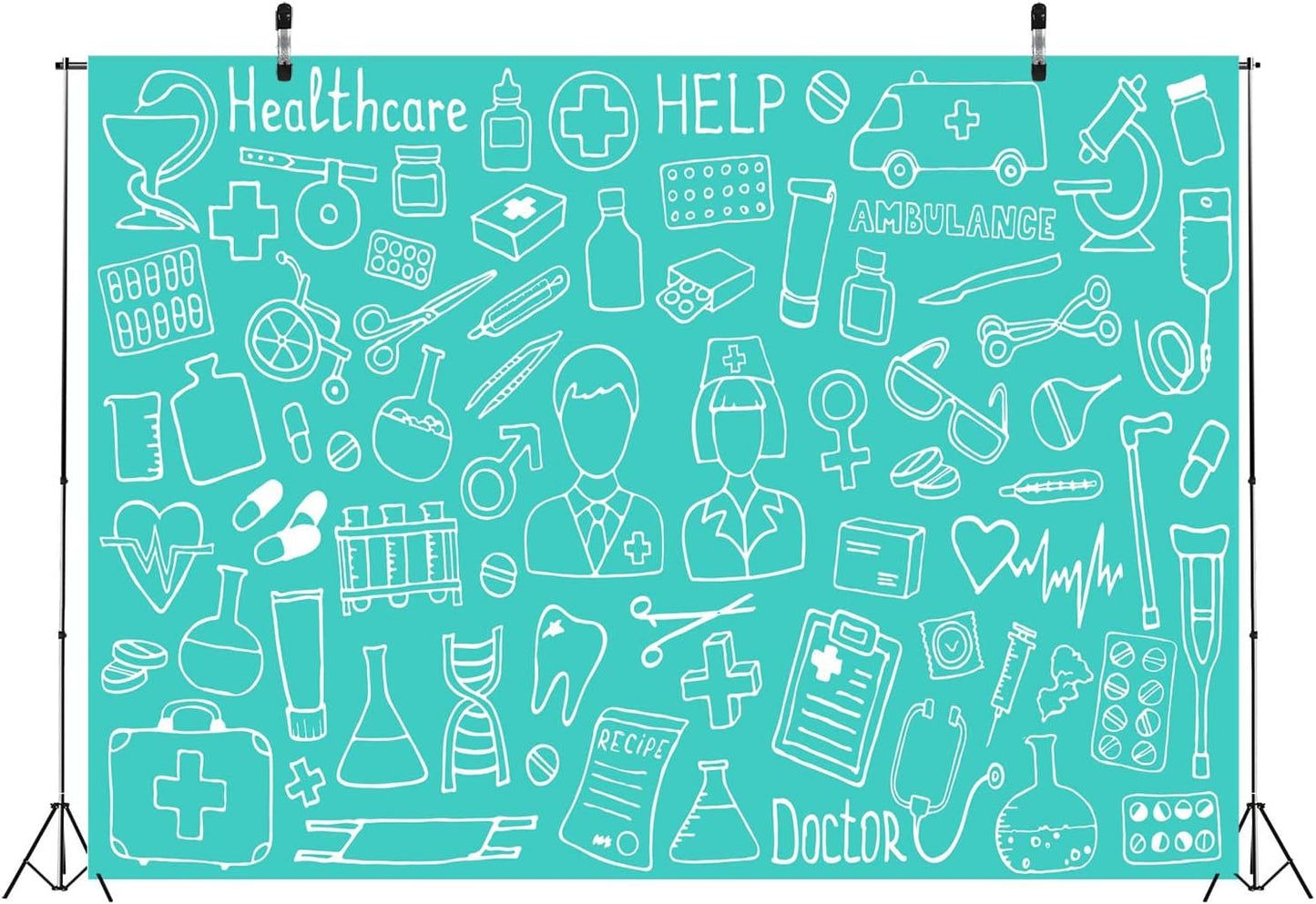 BELECO 7x5ft Fabric Doctor and Nurse Photography Backdrop Medical Equipment Healthcare Ambulance Background Hospital
