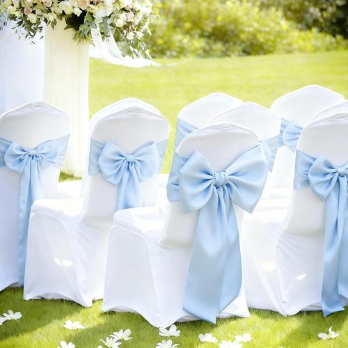 Blue Bow Decor - Crib Skirt with Large 22x11 Inch Bows | Perfect for Christmas, Baby Showers & Weddings