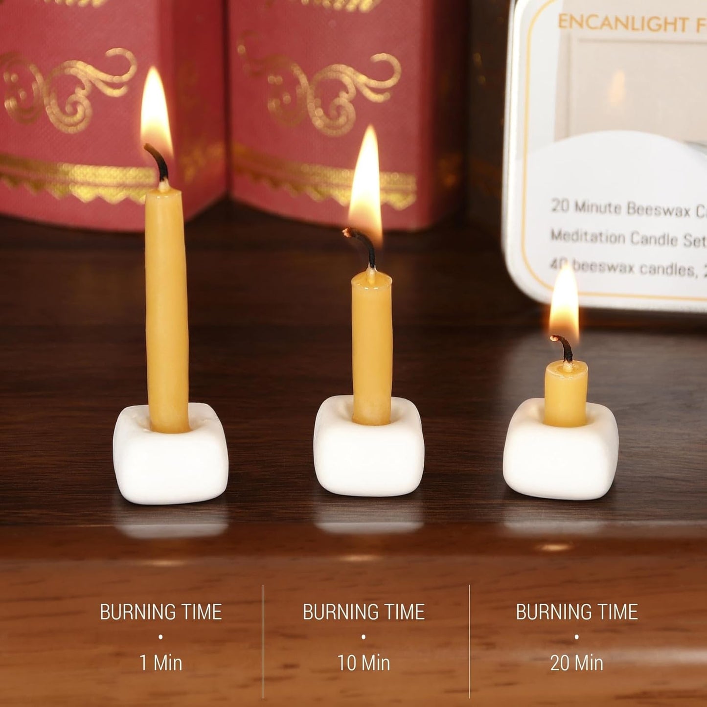Skiennix 40-Piece Mini Beeswax Taper Candles Set - Smokeless, Dripless, 2.6 Inch for Meditation & Home Decor - Yellow