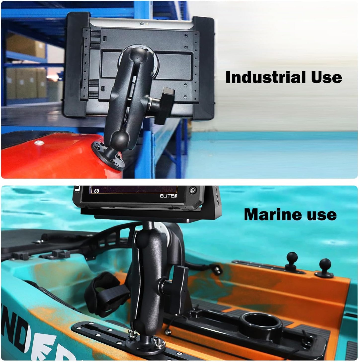 WINDFRD 1.5" 1.5 inches/C Aluminum Track Ball Mount Base with T-Bolt for Kayak/Boating/Fishing, AMPS Round Plate