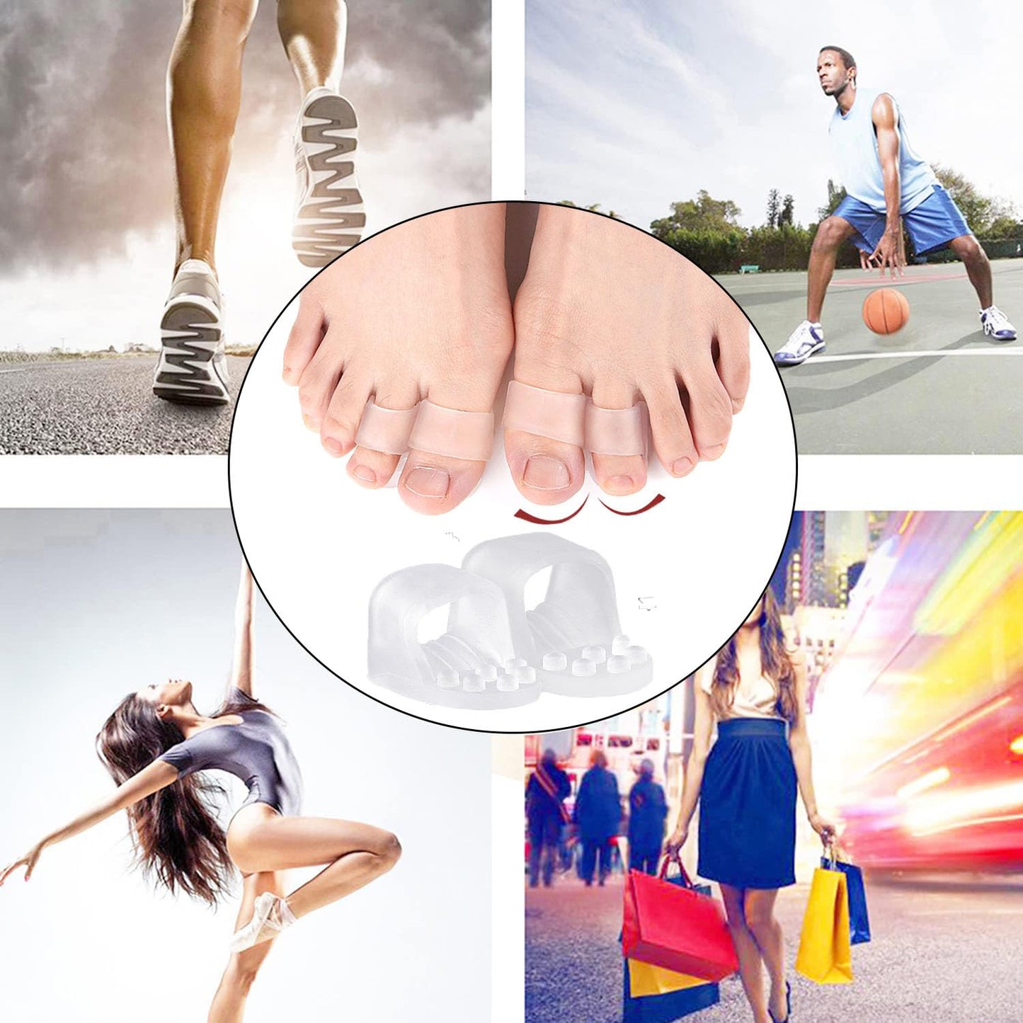 Mcvcoyh Bunion Corrector, Toe Separators with 2 Loops, Big Toe Spacer Suitable for Bunion and Overlap Toe, Infused Aloe Vera Extract