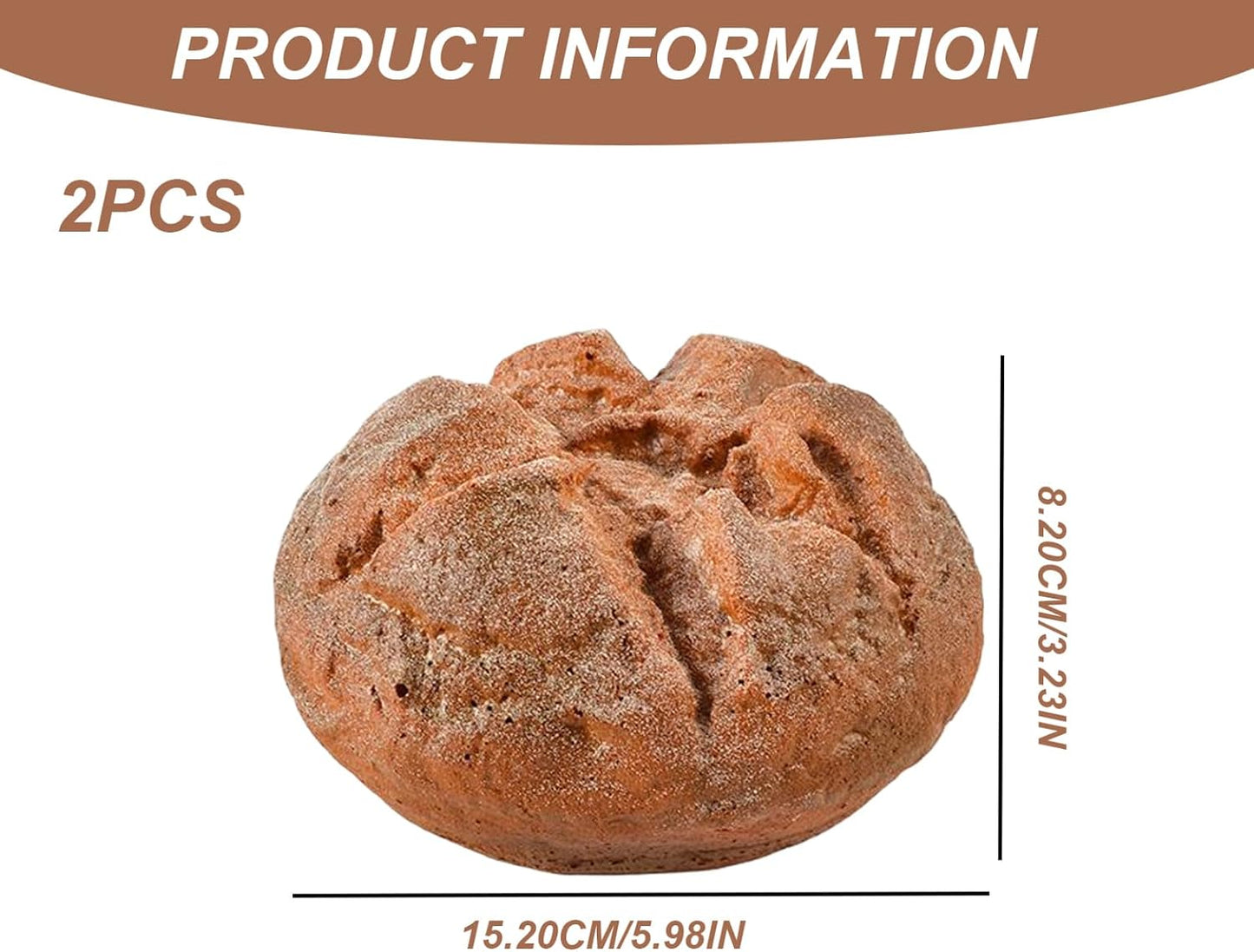 Hbbgdiy 2PCS 6x3.2 Inch, Realistic PU Bread Artificial Bakery Display & Photography Props for Shop Window, Kitchen Dcor