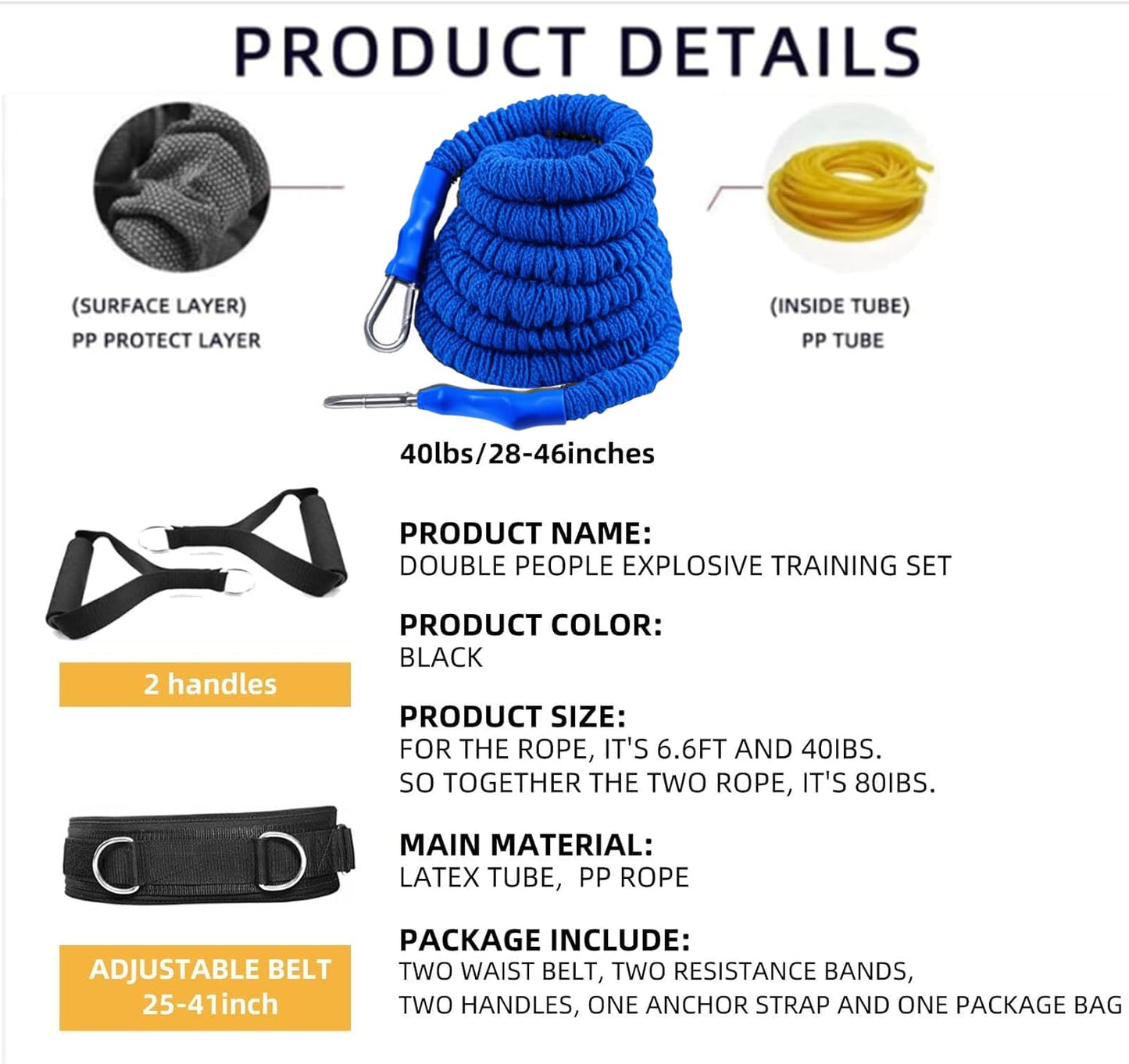 OYINDIZ Resistance Speed Training Set, 8pcs Exercise Explosive Force Bounce Physical Equipment Double Rope Improve Agility Power Strength for Jumping Basketball Tennis Football Volleyball