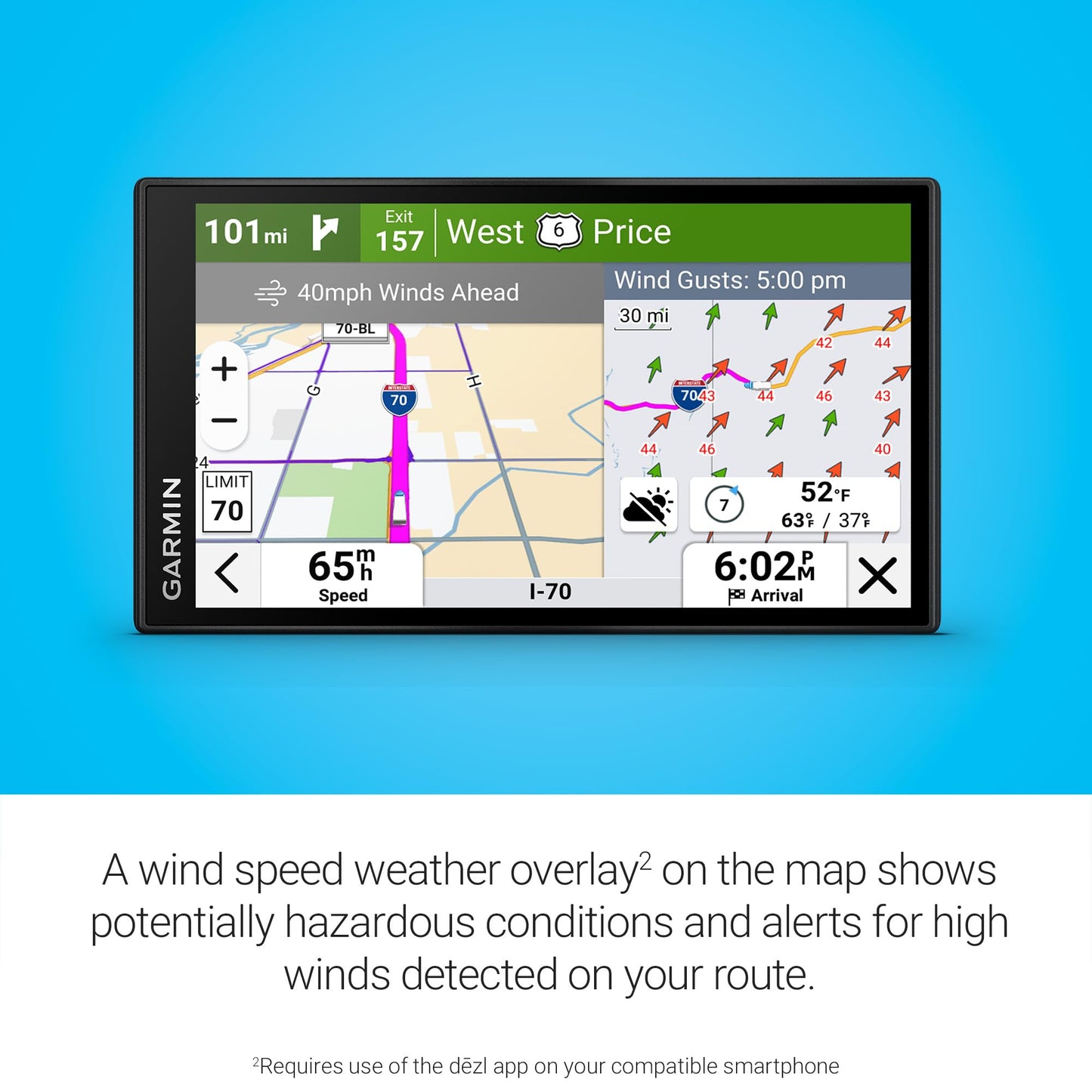 Garmin dezl OTR620 GPS Truck Navigator with 6-Inch Touchscreen Display, 1280p Resolution, and Birdseye Direct Satellite Imagery Support (Black) (Renewed)