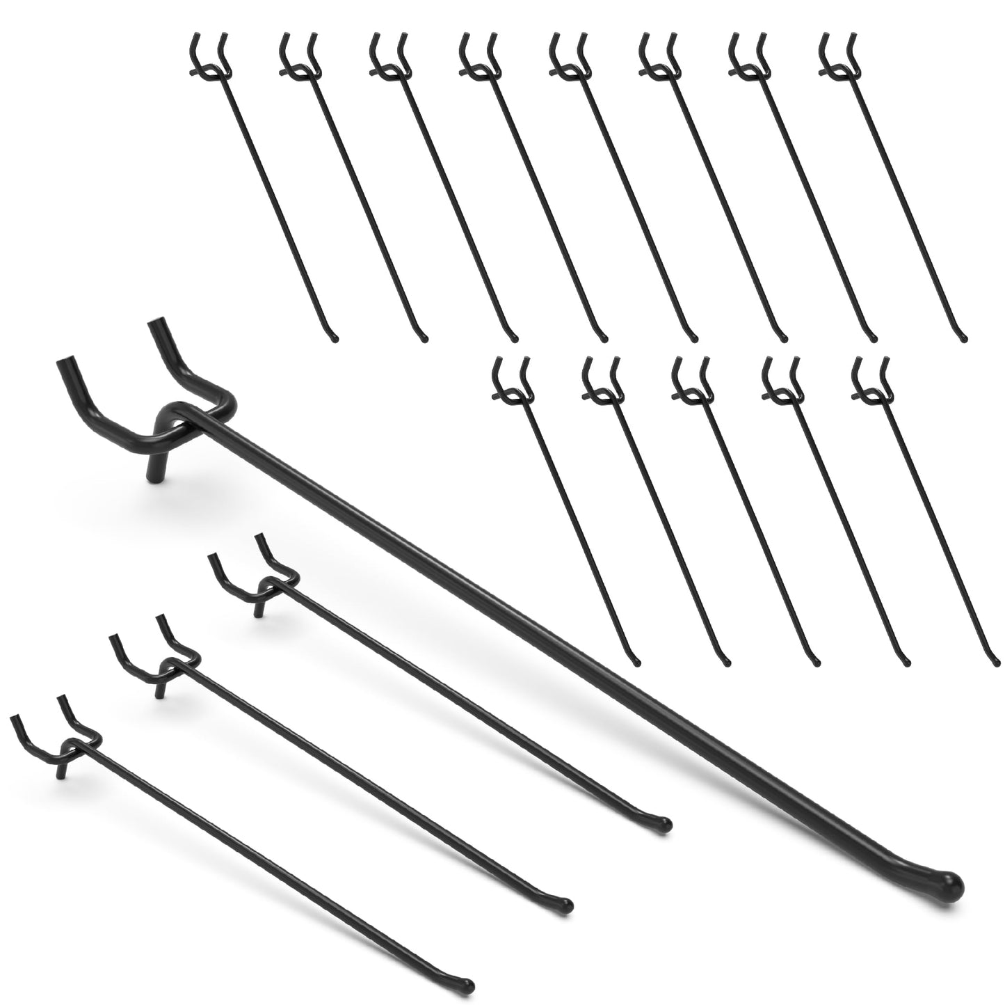 BFPeaky Heavy Duty Pegboard Hooks 10 Inch - 50 pcs Peg Board Hooks for Hanging, Black Metal Pegboard Organizer Accessories Garage, Workshop, Home, and Store