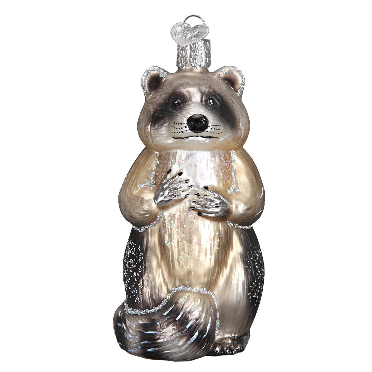 Old World Christmas Raccoon Glass Blown Ornament for Christmas Tree, Handcrafted Holiday Decoration, Wildlife Animal Collection