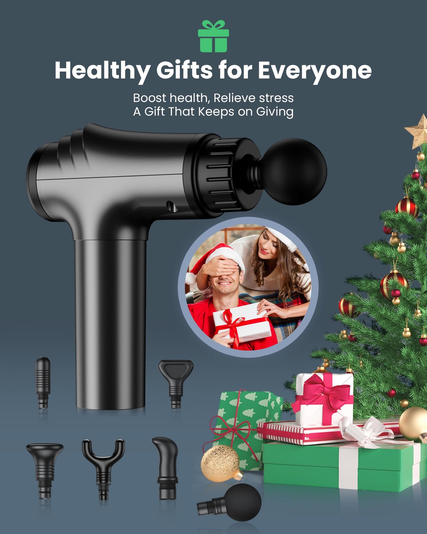 AYURA Massage Gun Deep Tissue, Muscle Massager Gun for Pain Relief, Percussion Massage Gun with 30 Speeds & 6 Heads, Portable Handheld Back Massage Gun for Athlets Men Women (Grey)