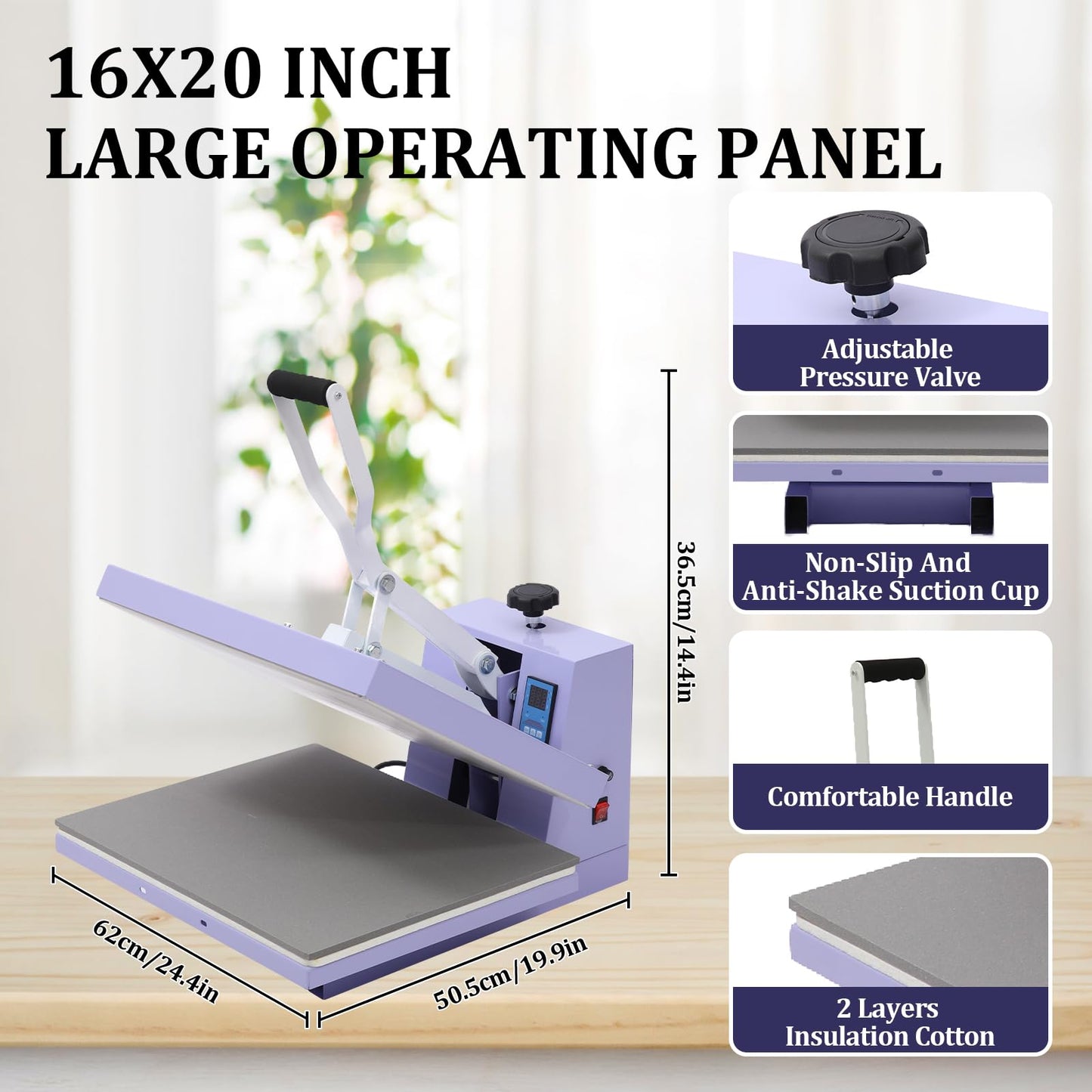 Heat Press 16x20, Heat Press Machine for T-Shirts with Fast Heating & Adjustable Pressure, Digital Industrial Sublimation Heat Transfer Machine for Canvas, Bags, Hats, Pillows
