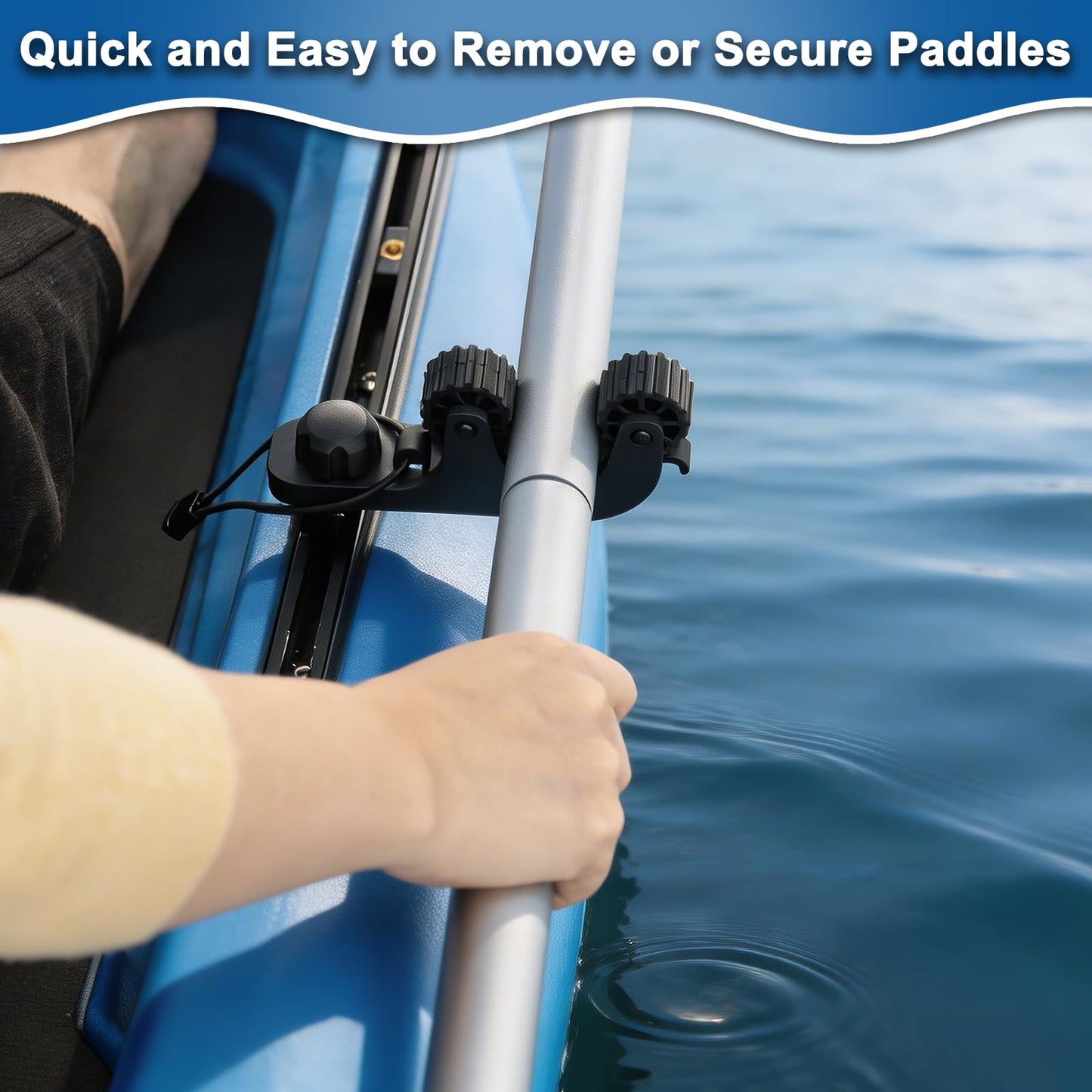Huntury Kayak Track Paddle Holder, Save Kayak Track Space, Secure/Remove Paddles Fishing Nets and Fishing Poles, Track Mount Accessories