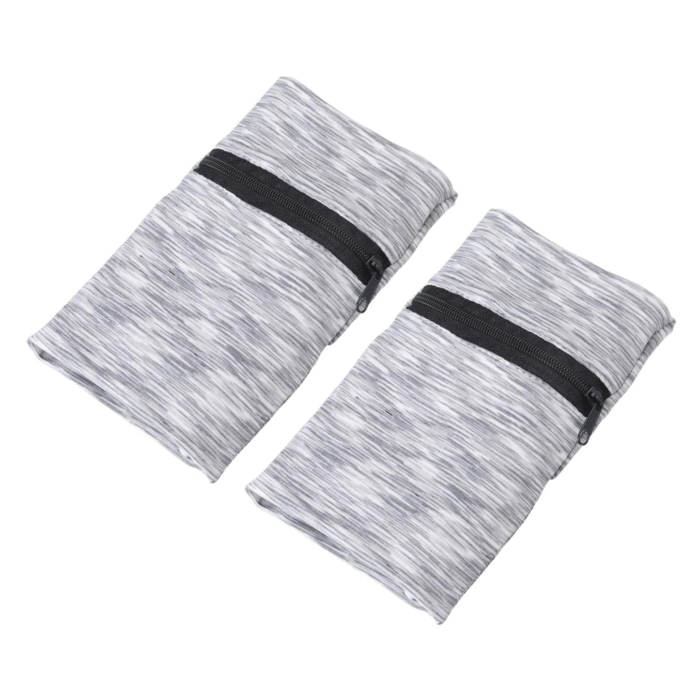 PATIKIL 6"x 4" Wrist Pouch, 2 Pcs Wrist Wallet Sports Wristband Wallet with Zipper Pocket for Running Jogging Hiking Cycling Yoga, Light Gray