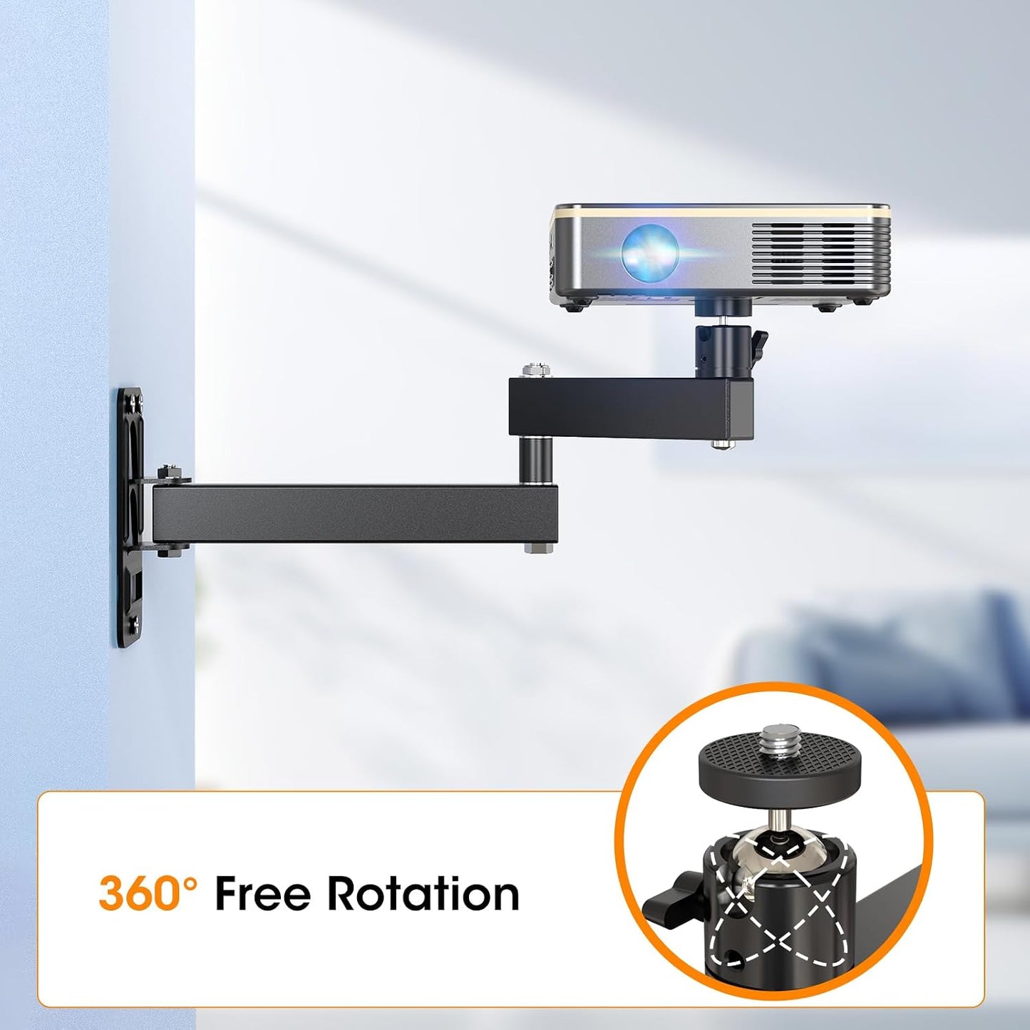 DAWASAPAT 1/4" Universal Porjector Mount Foldable Wall Mount Screw, Adjustable Tilt&Swivel Hanging Bracket Holder Wall