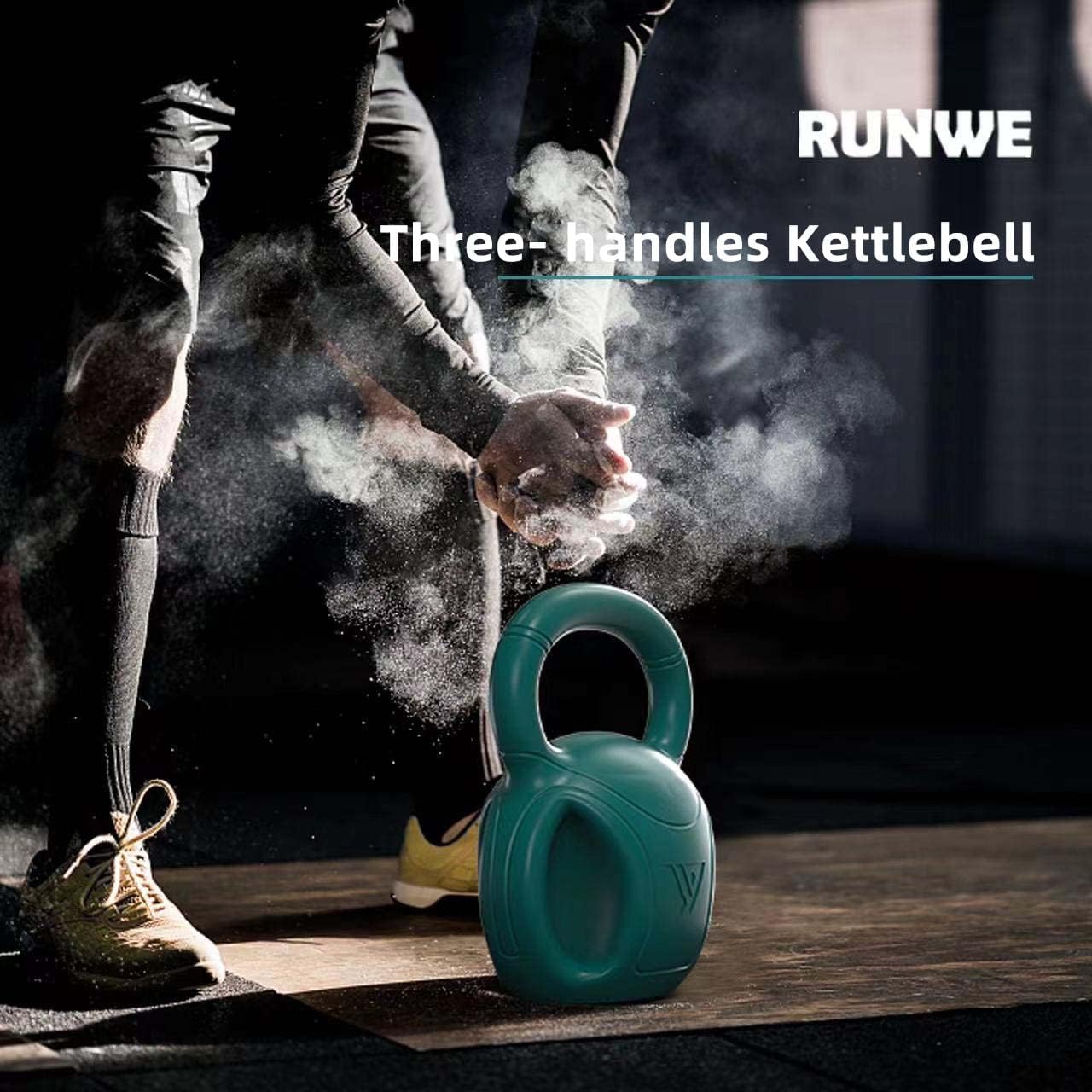 20 lb Kettlebell Weight with Three-handles for Weightlifting, Conditioning and Core Training for Women Men Home Gym [Green]
