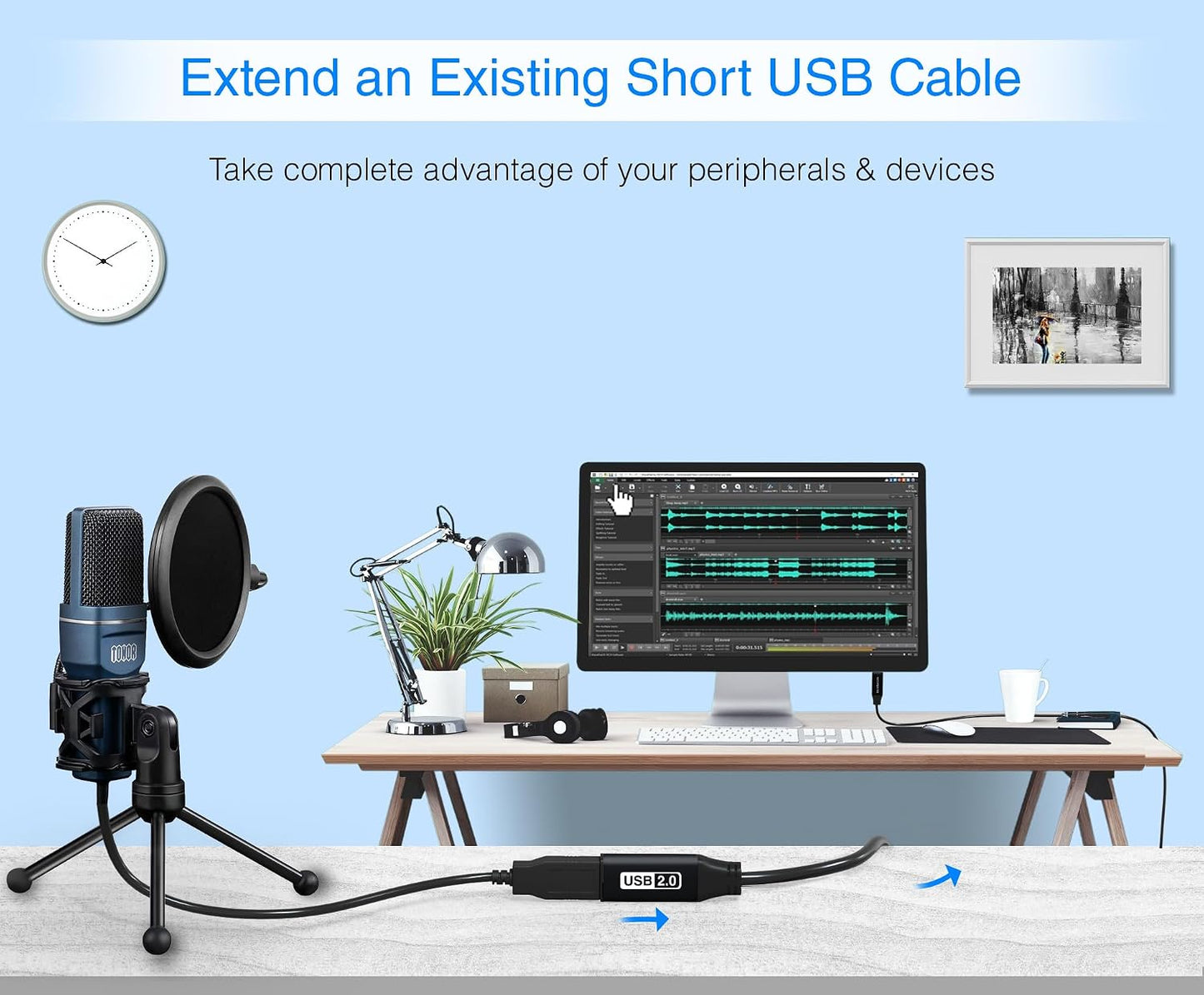 (15FT/5M, USB2.0 BlueRigger USB Extension Cable Long Active Extender, Male to Female Repeater, Data Transfer Cord)