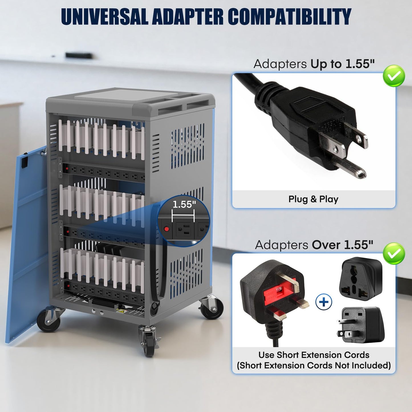MetaTeel Laptop Cart on Wheels, Fully Assembled 30 Device Charging Cart with Lockable Door, Fits Devices for Laptops, iPads, Chromebooks Up to 14-inch, Ideal for School, Office & Educational Use