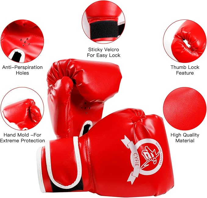 SEISSO Boxing Kick Pads Punching Mitts Curved,Kids Boxing Gloves,Leather Material Art Karate Pad Thai Hand Pad Focus Target Kickboxing Hand Target for Kicking Shield Training,Sparring,Dojo(5Pcs Set)