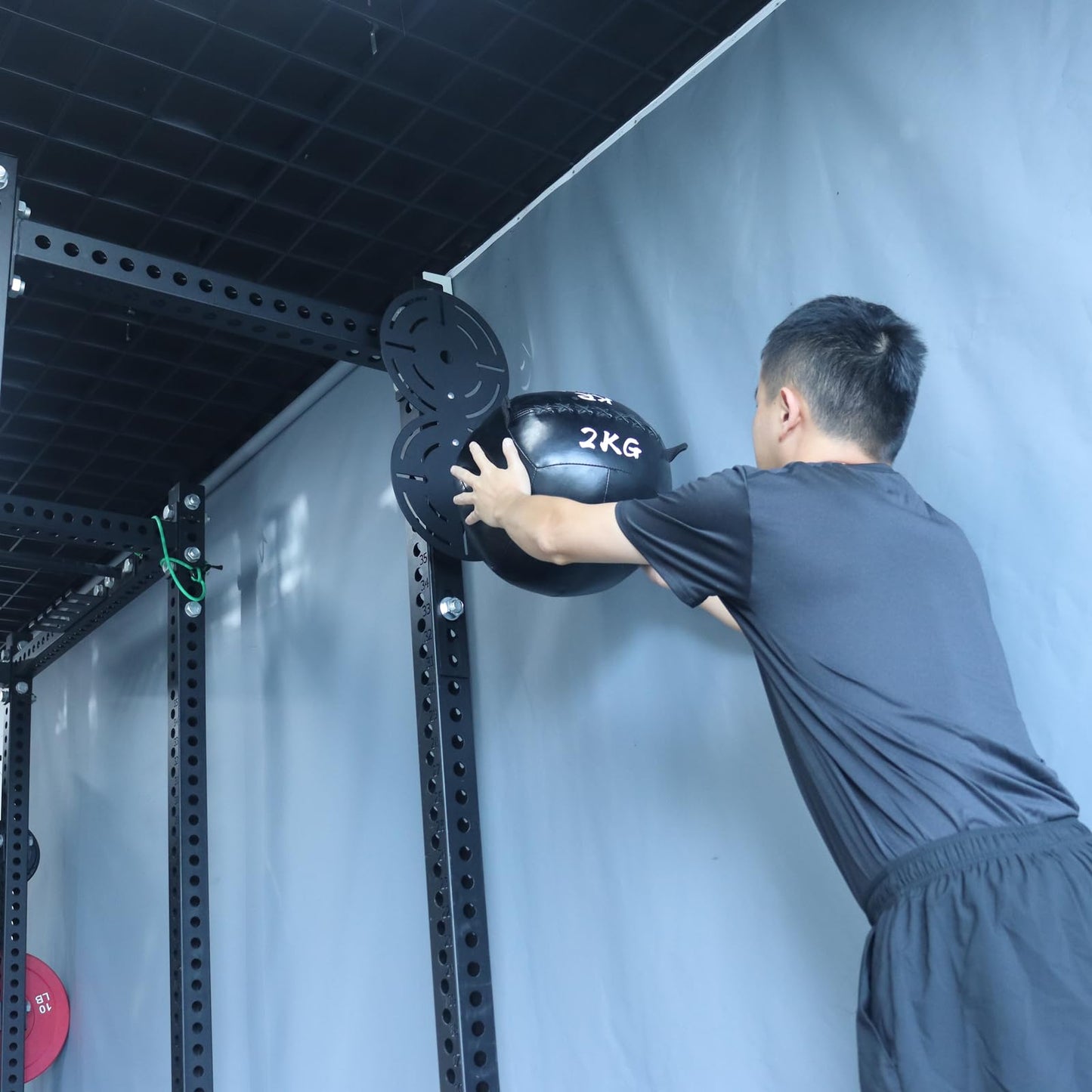 Metal Double Wall Ball Target with Extension Medicine Ball Target Rack Mounted Power Cage Attachments for Strength Endurance Arm Triceps Biceps Workouts