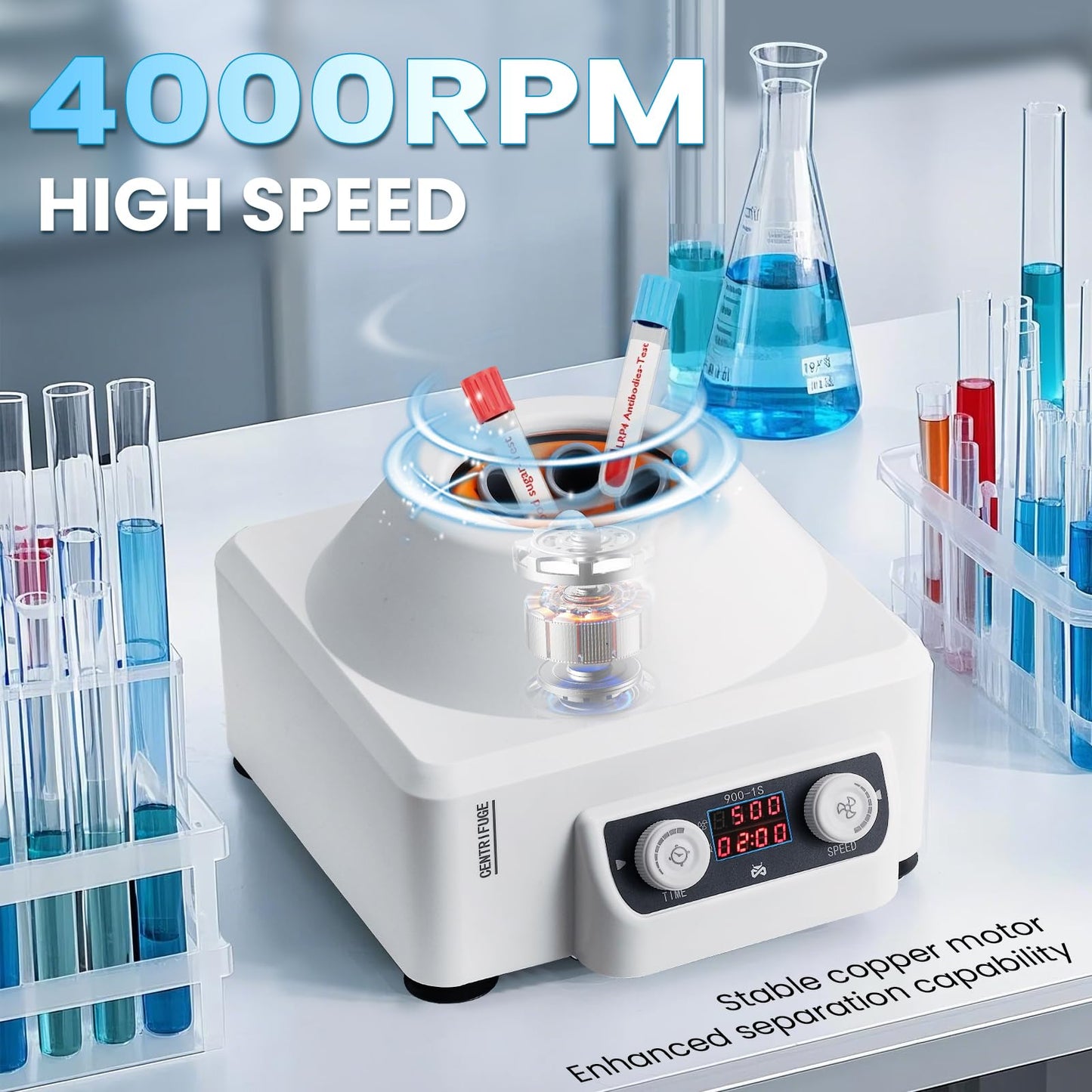 Mxmoonant Centrifuge Machine, 4000RPM Lab Benchtop PRP Centrifuges, 15ML*6 Electric Desktop Centrifuge with Digital Control 110V
