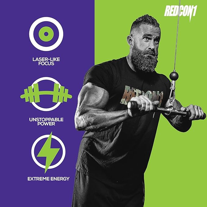 REDCON1 Total War Pre Workout, Sour Gummy Bear - Contains 320mg of Caffeine from Green Tea, Juniper & Beta Alanine - Pre Work Out with Amino Acids to Increase Pump, Energy + Endurance (30 Servings)
