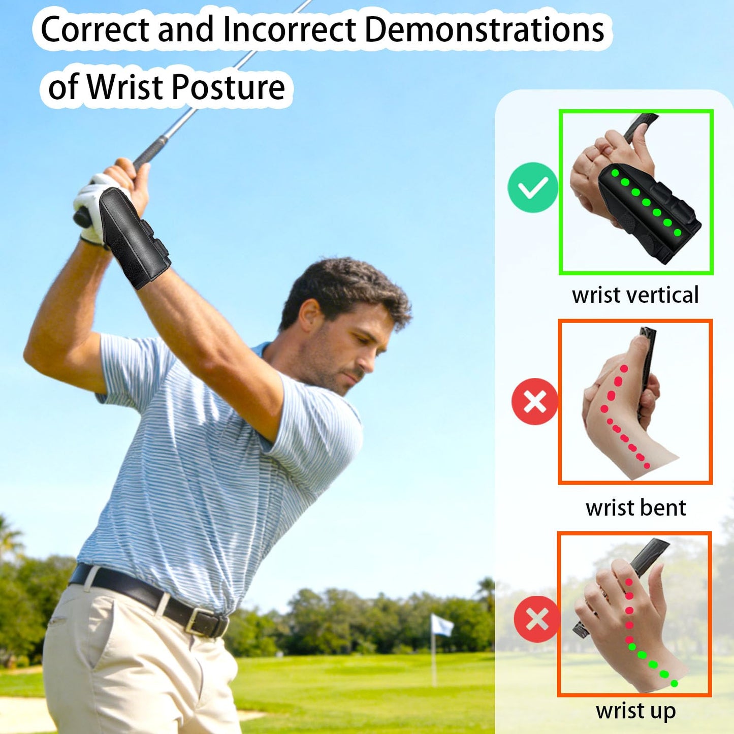 Siciwelely Golf Swing Training Kit with Wrist Strap/Arm Band/Storage Bag, Golf Swing Training Aid to Correct Wrist Angle & Develop Muscle Memory,Golf Wrist Swing Brace Corrector for Golf Beginners