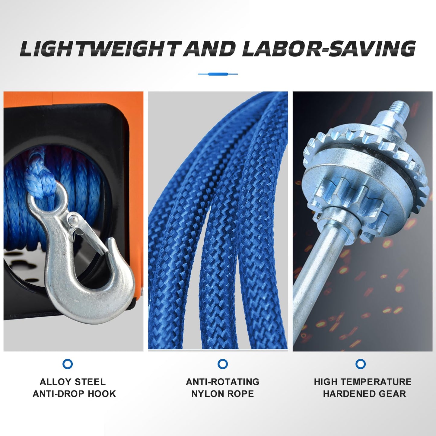 Portable Trailer Winch 3500lbs, Reversible Electric Winch 12V DC, Power-in, Power-Out and for Boats Up To11000 lbs with Nylon Rope, Wireless Remote Control and Hand Crank