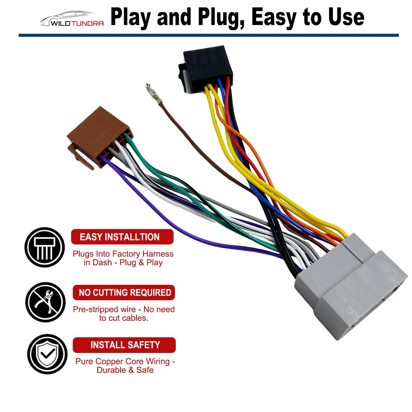 16Pin 2003-2009 2002-2010 2000-2007, 8Pin+8Pin Aftermarket Wiring Harness for Jeep Dodge Chrysler Android Car Stereo