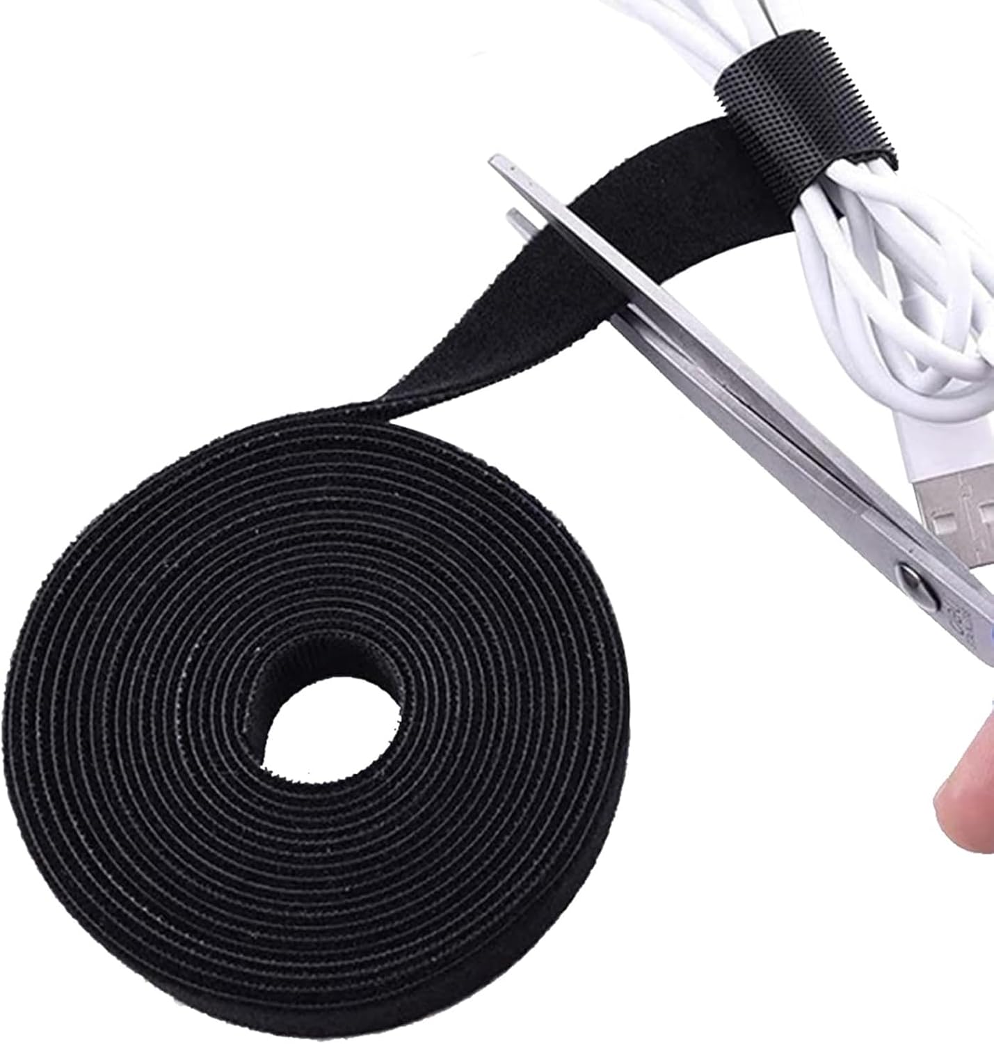 (2/5 9.8 1 TENOC Reusable Hook and Loop Cable Tie Tool, Adjustable Cable Organizer Tape Cord Wrap for Home, Office
