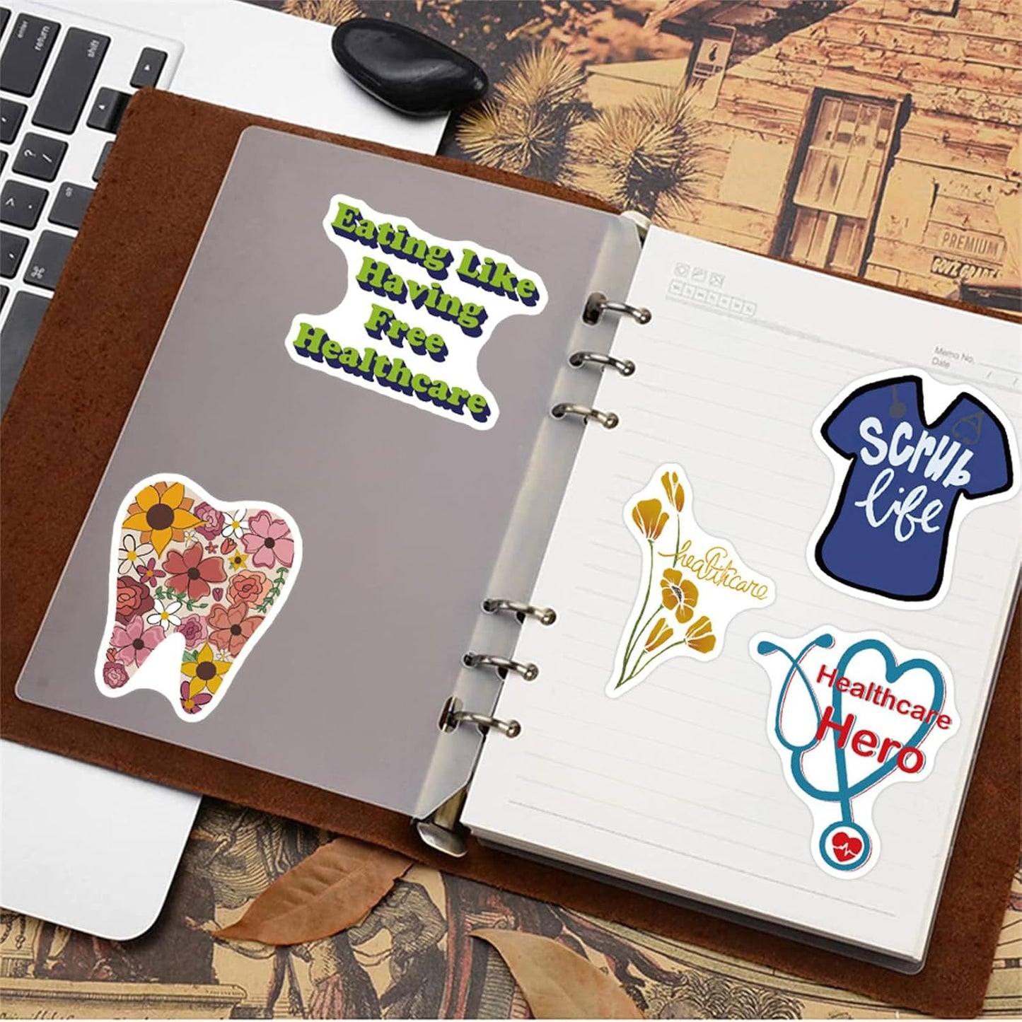 Cetagi 50 Pcs Health Care Stickers Doctor Nurse Sticker Medical Science Equipment Waterproof PVC Decal Human Body