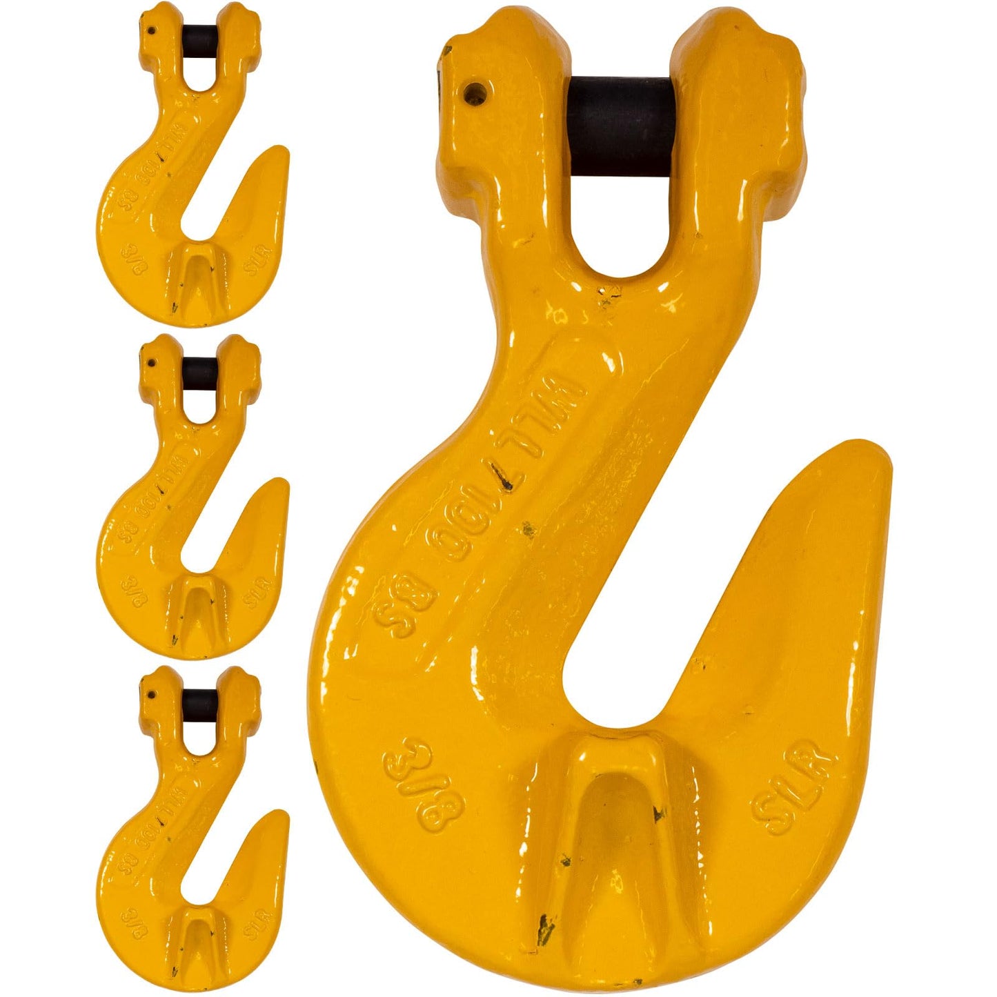 US Cargo Control 3/8 Inch Clevis Grab Hooks (4-Pack), G80 Chain Hooks, 7,100 LBS Working Load Limit, Chain Clevis Hooks for Lifting, Hauling, Towing, Trailers, & Chain Binders