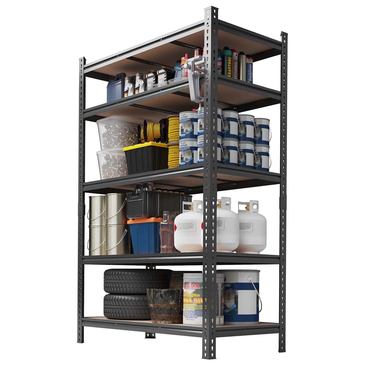 Patikuin Heavy Duty 5-Tier Adjustable Metal Storage Shelf - Boltless Industrial Utility Rack for Garage, Pantry, Kitchen, Warehouse - 72" H x 35.5" W x 12" D, Single Layer 400LBS, Set of 2,