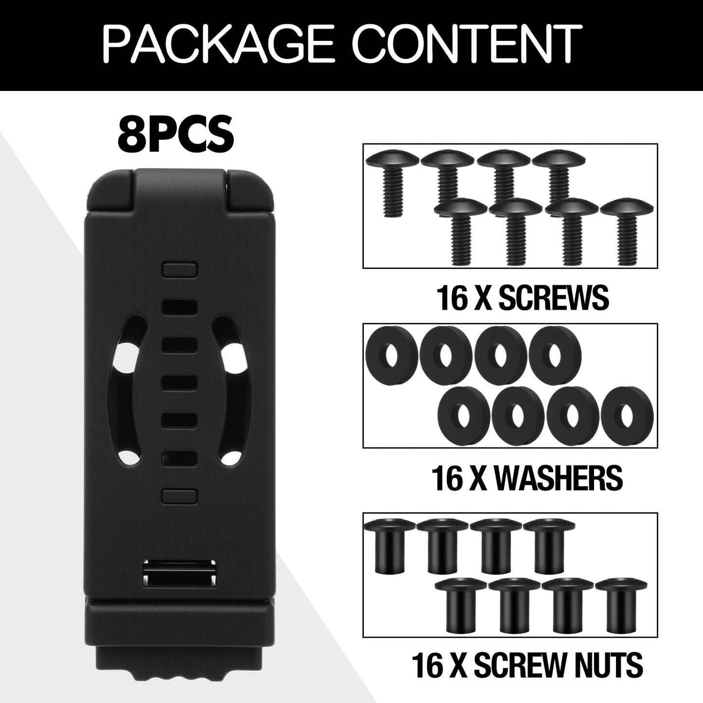 Lanties 8 Pcs Holster Belt Clips Knife Belt Clip Holster Hardware Adjustable Molle Adapter with Screws for Outdoor(3.46 x 1.26 Inch,Style 3)