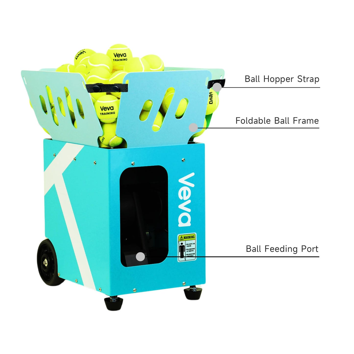 Veva V2 Portable Tennis Ball Machine with App & Remote, 68MPH Speed, 120-Ball Capacity, 4-8H Battery, Advanced Spin Control for Indoor/Outdoor Training (Refreshing Mint)