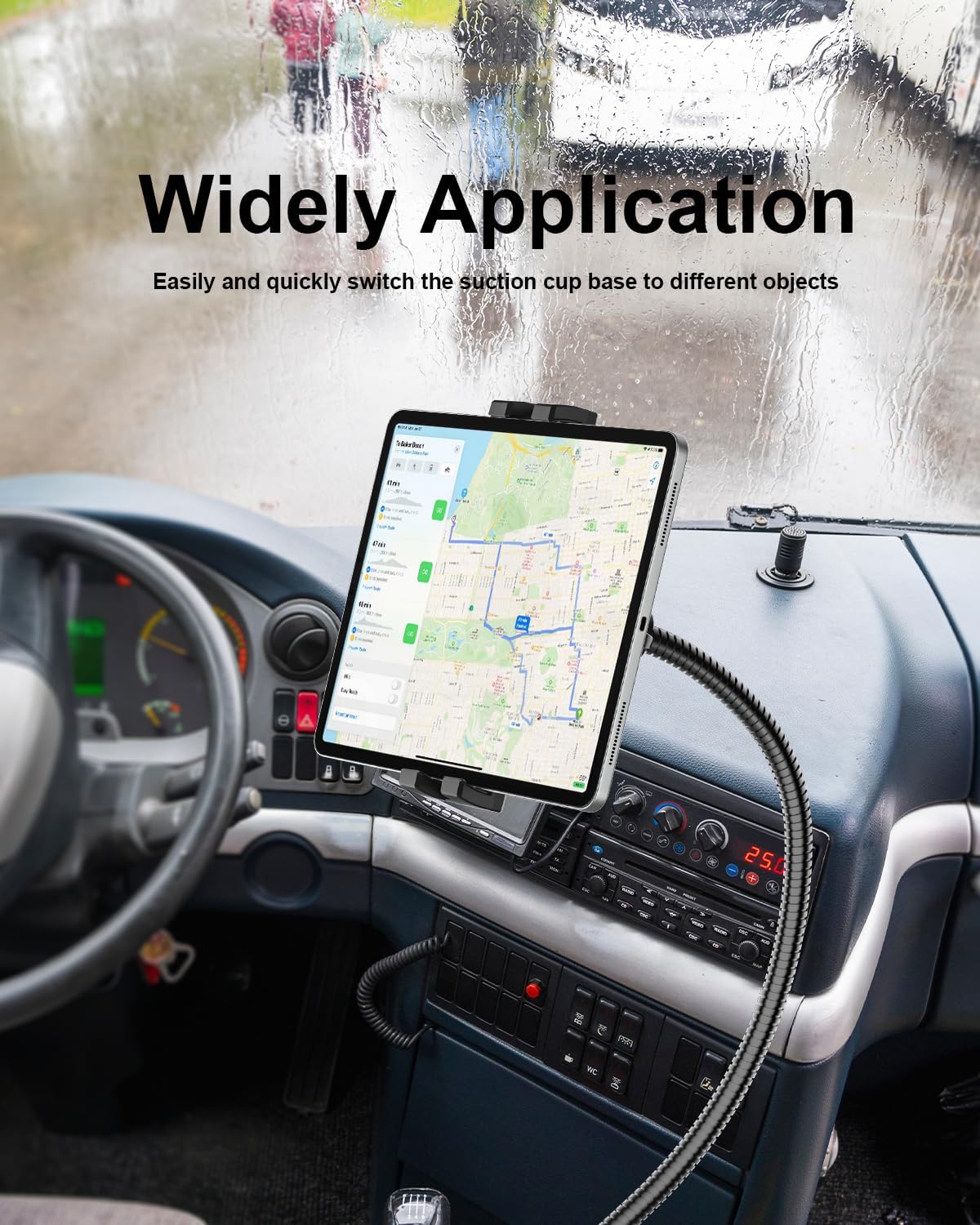 woleyi 20-inch 4-13" Car or Truck Seat Rail Tablet Mount, Heavy Duty Gooseneck Car Floor Tablet Holder Bolt Stand