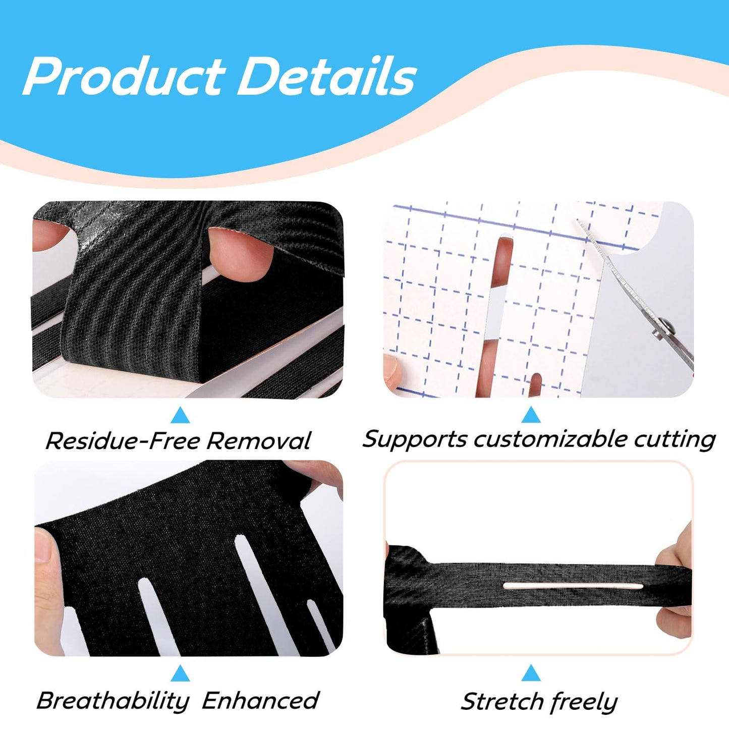 EBQOSK Kinesiology Tape for Shoulder, Kinesiology Tape, 12 Pack Precut Kinesiology Tape for Pain Relief & Muscle Support, Waterproof, Elastic & Breathable, Latex-Free