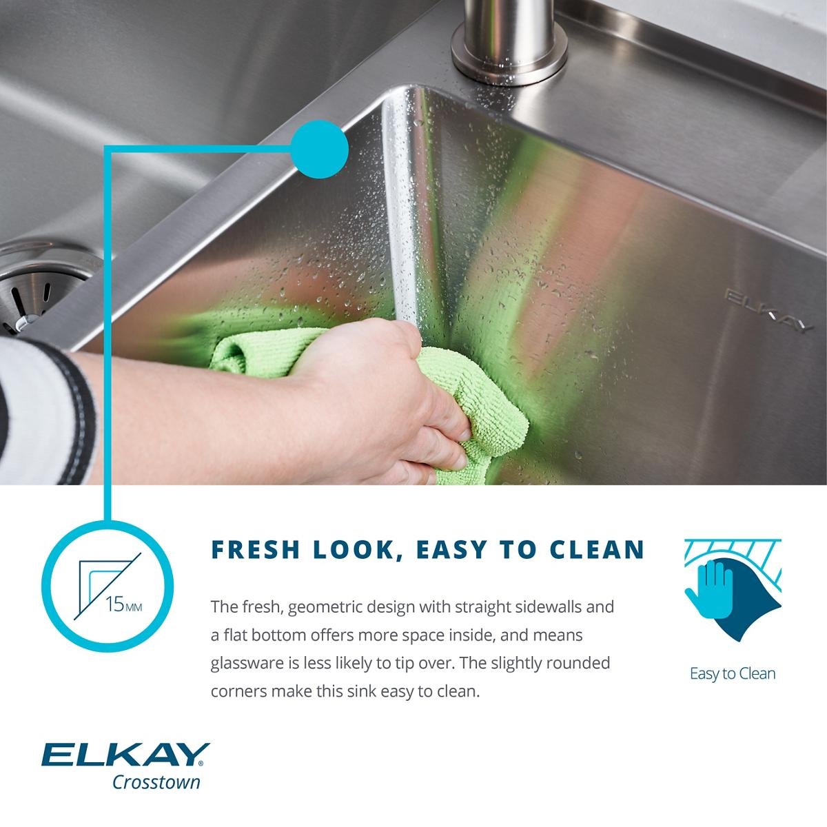 Elkay ECTSRAD33226TBG3 Crosstown 18 Gauge Stainless Steel 33" x 22" x 6" 3-Hole Equal Double Bowl Dual Mount ADA Sink Kit