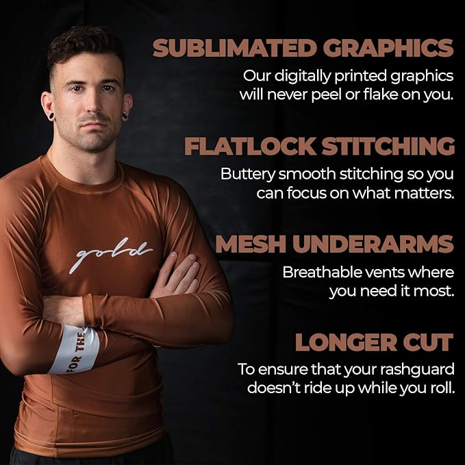 Gold BJJ Foundation Rash Guard - Ranked No-Gi and Gi Jiu Jitsu Rashguard