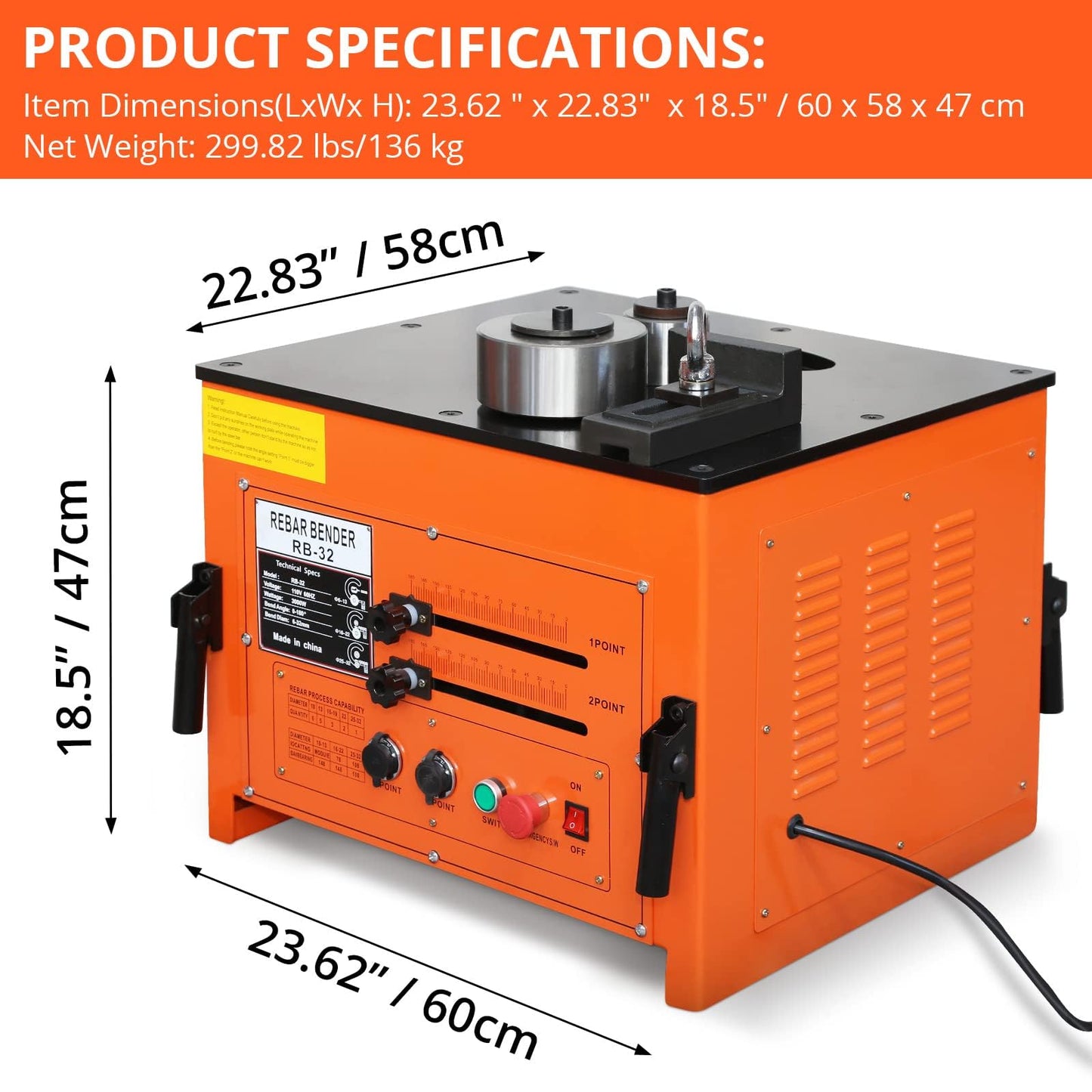 3000W Electric Rebar Bender, High-Speed 6-7 Seconds Bending Machine, Accurate 0-180° Portable Rebar Bender Tool for 1/4 to 1.3 Inch Steel Bar with Foot Pedal